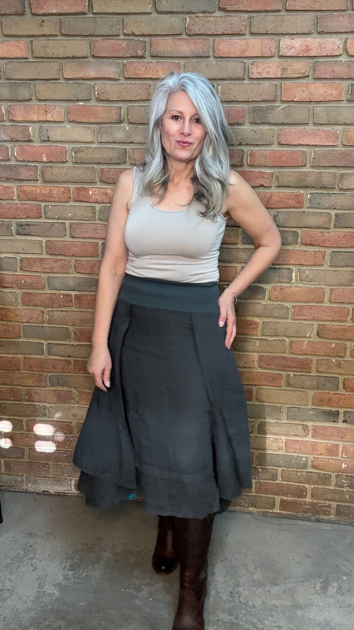 Linen Layered Pocket Skirt - Vintage Vault Boutique