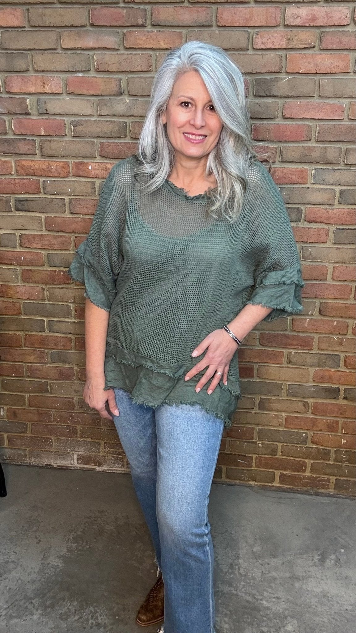 Cotton Mesh Knit Top - Vintage Vault Boutique