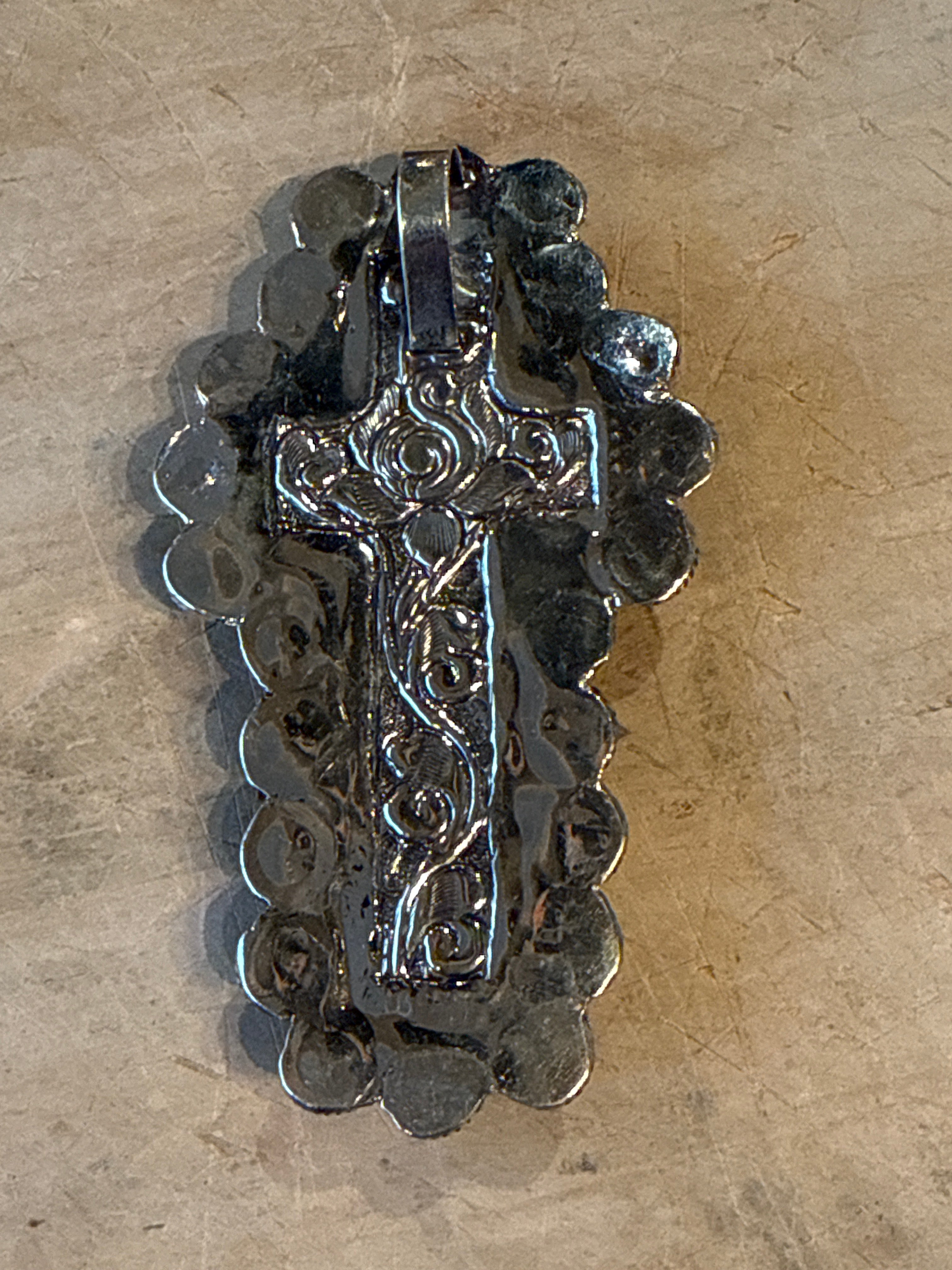 Bone Cross with Turquoise Pendant