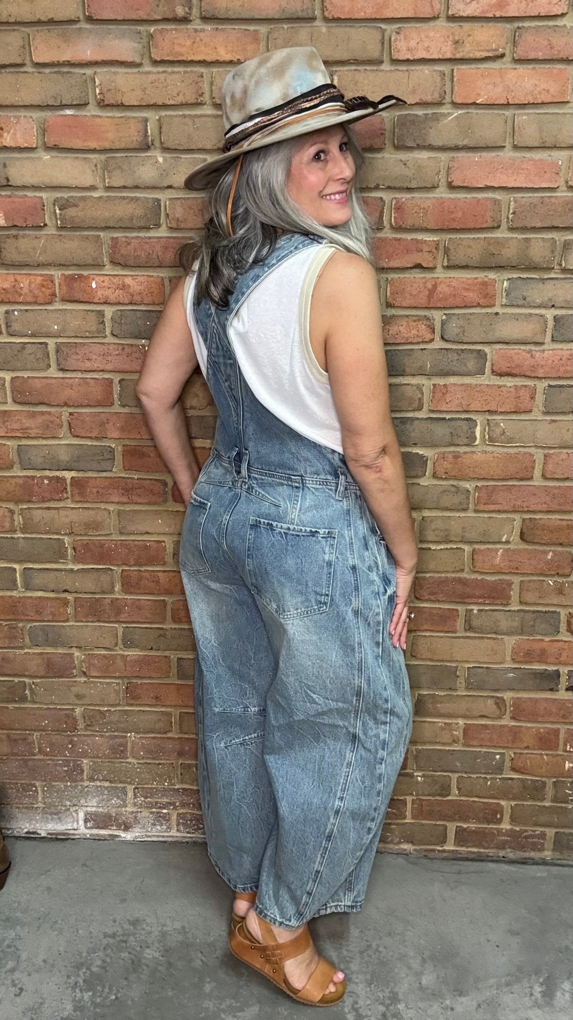 Washed Barrel Leg Overalls - Vintage Vault Boutique