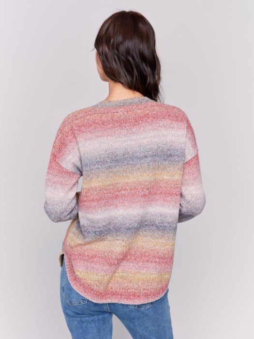 Round Hem Sweater with Scarf