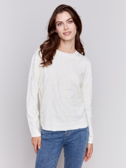 Jacquard Round Hem Sweater