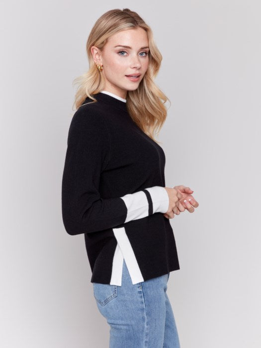 Crew Neck Sweater with Slit