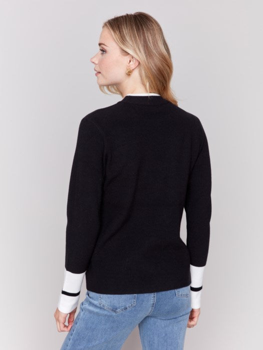 Crew Neck Sweater with Slit