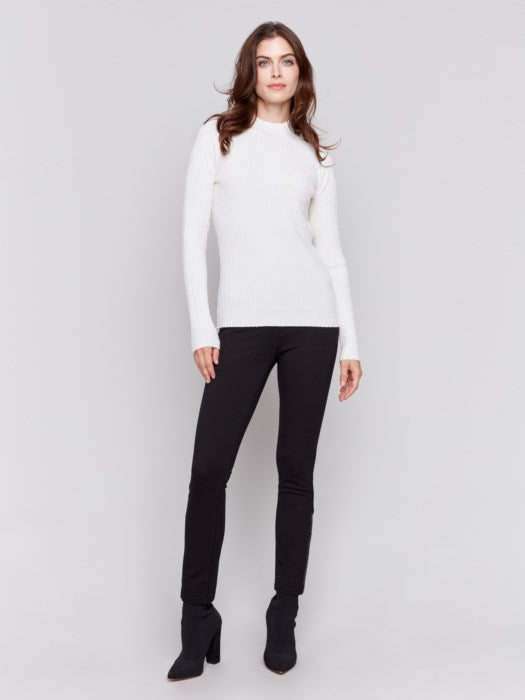 Ribbed Knit Mock Neck Sweater