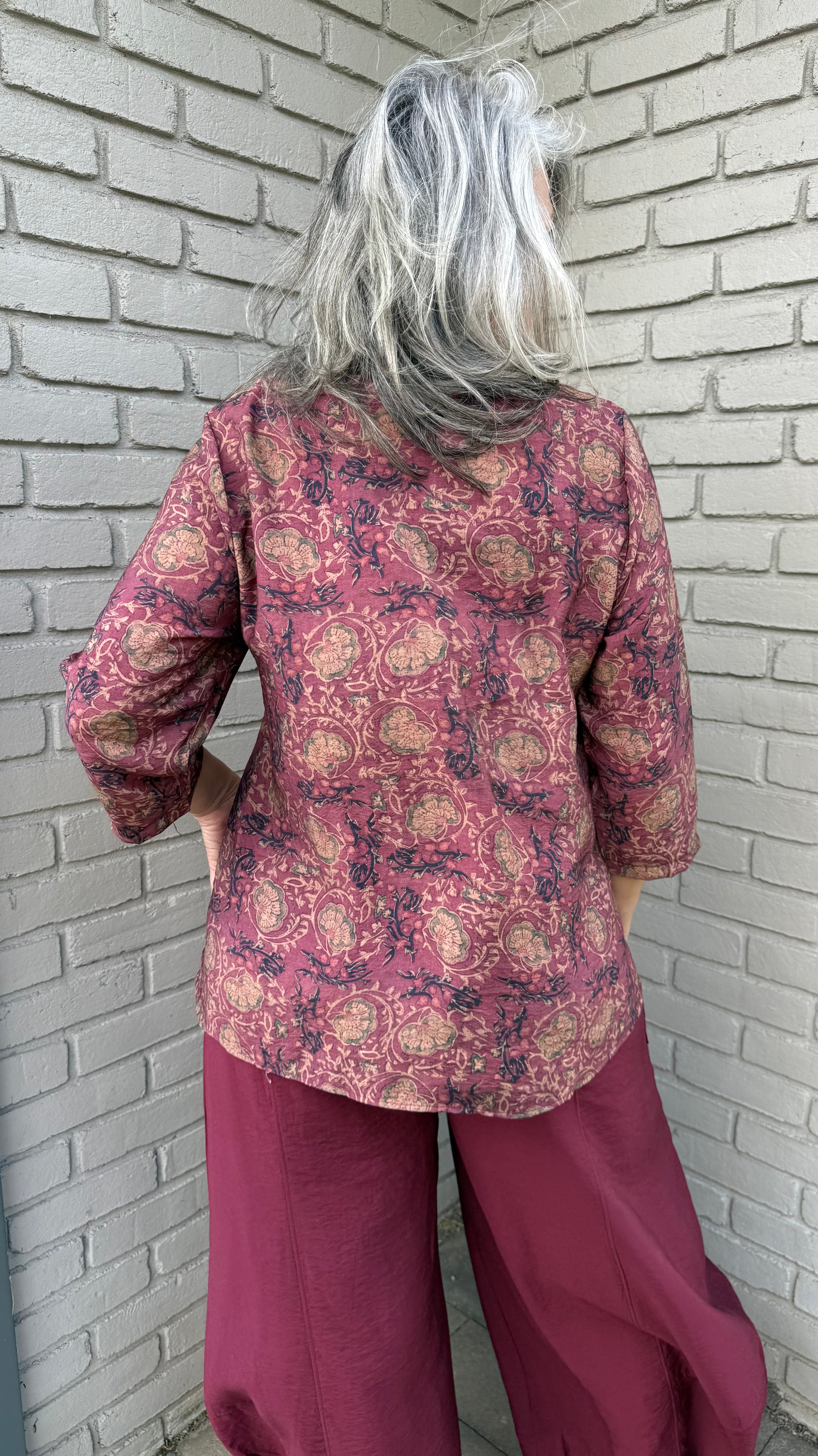 Dusty Rose Mock Neck Button Detail Top
