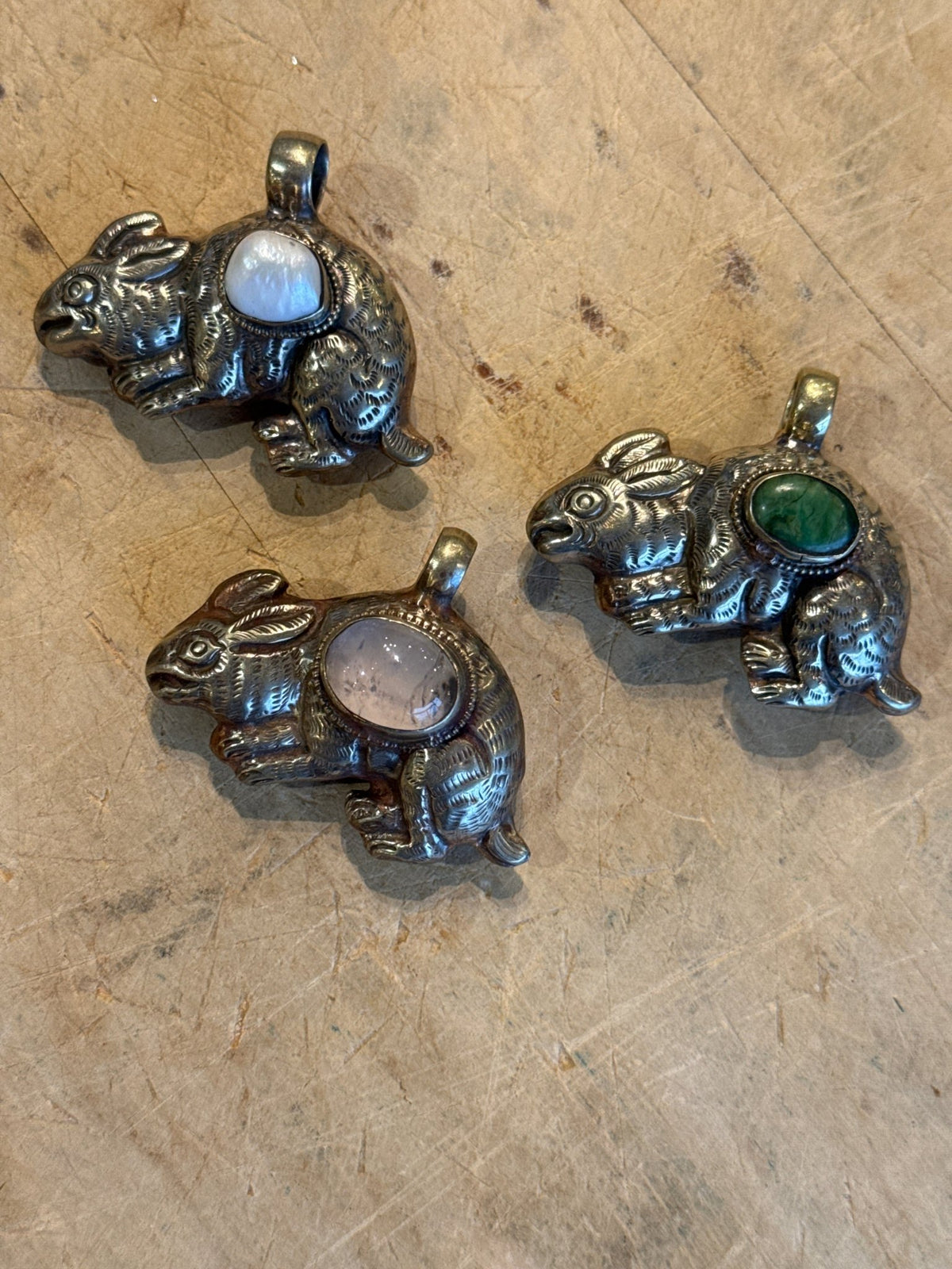 Rabbit with Stone Pendant - Vintage Vault Boutique