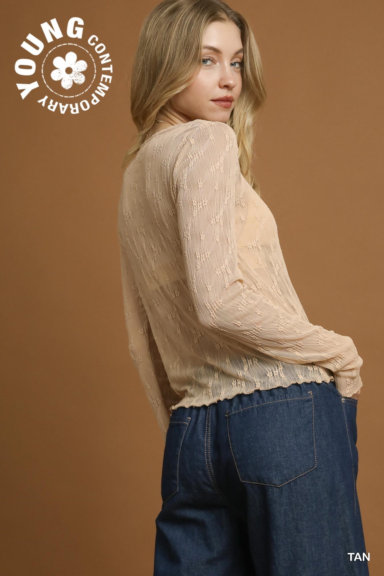 Tan Lace Long Sleeve