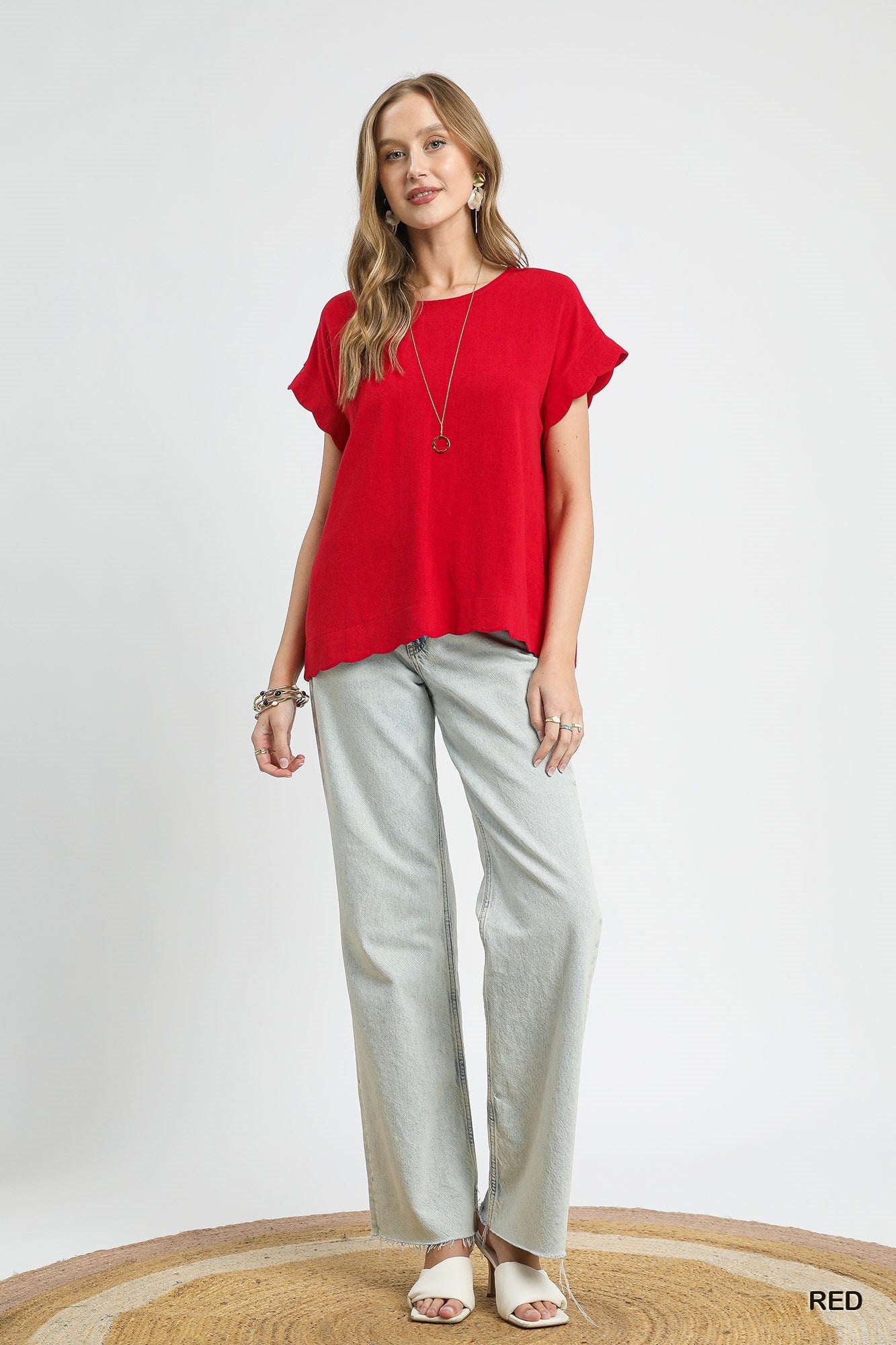 Red Scalloped Top