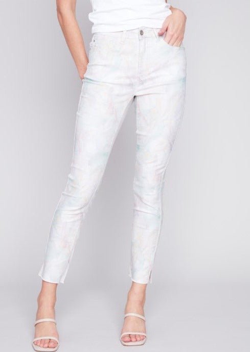 Pastel Twill Pant with Hem Slit - Vintage Vault Boutique