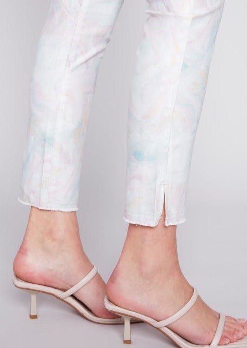 Pastel Twill Pant with Hem Slit - Vintage Vault Boutique