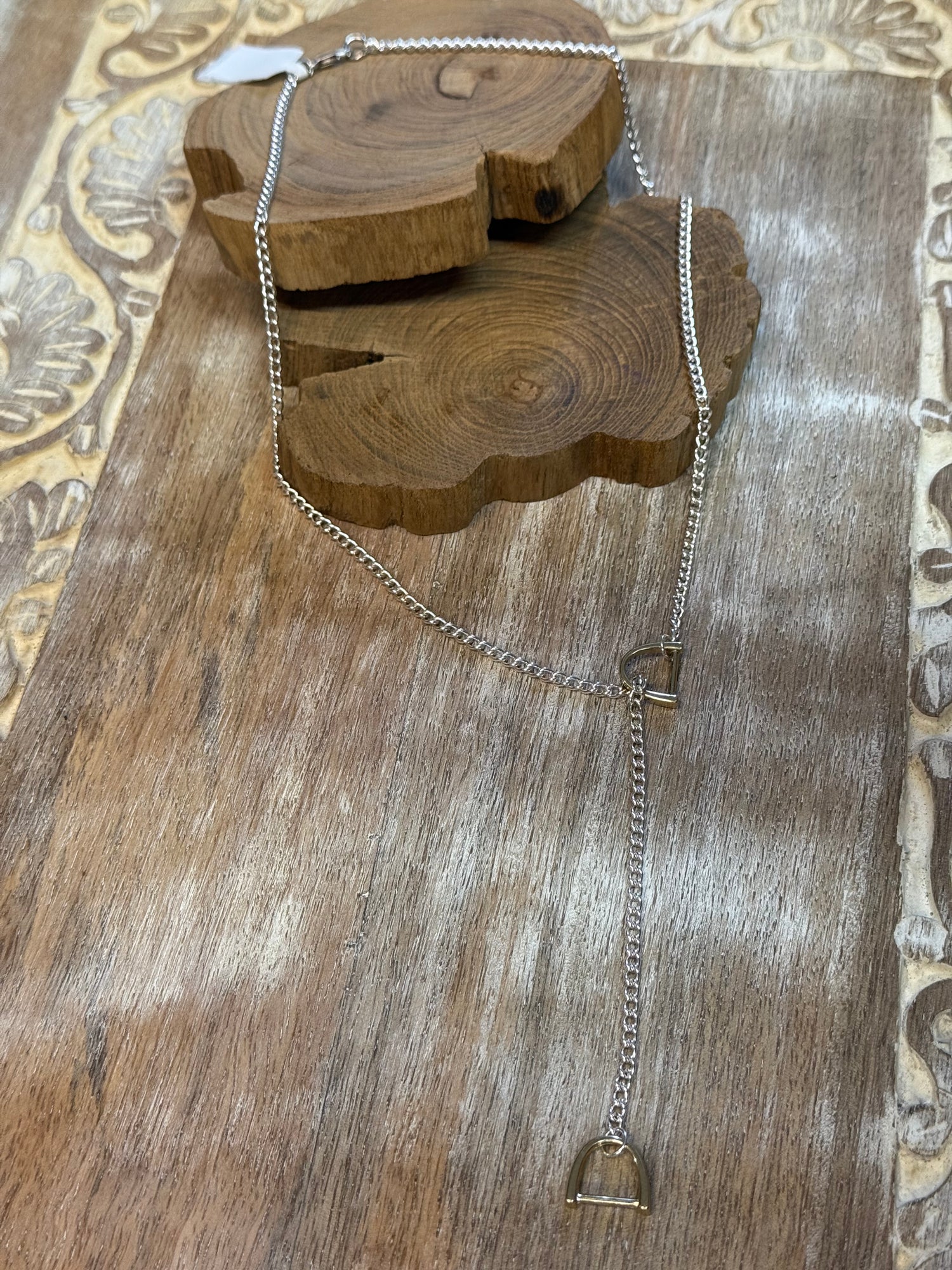 Petite Double Stirrup Lariat Necklace