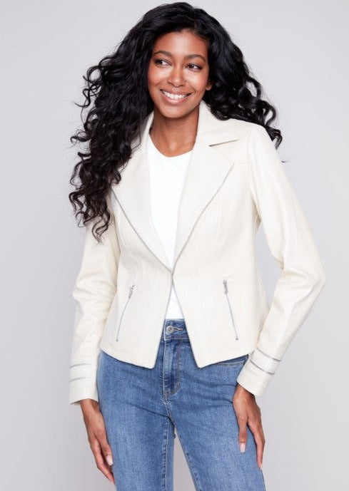 Vintage Faux Leather Jacket Argile Clay M