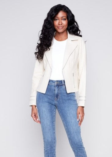 Vintage Faux Leather Jacket Argile Clay M