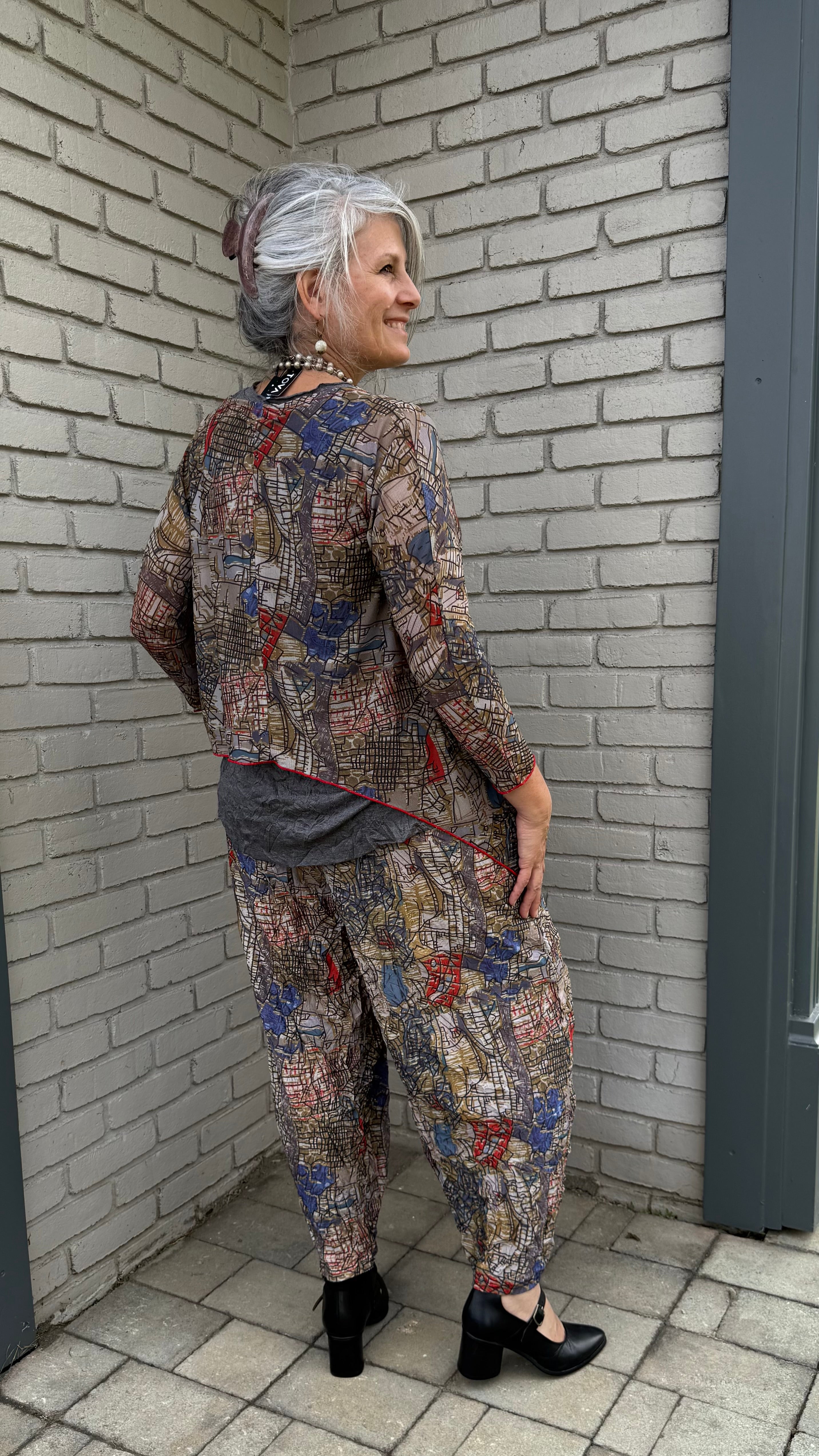 Olive Print Mesh Topper