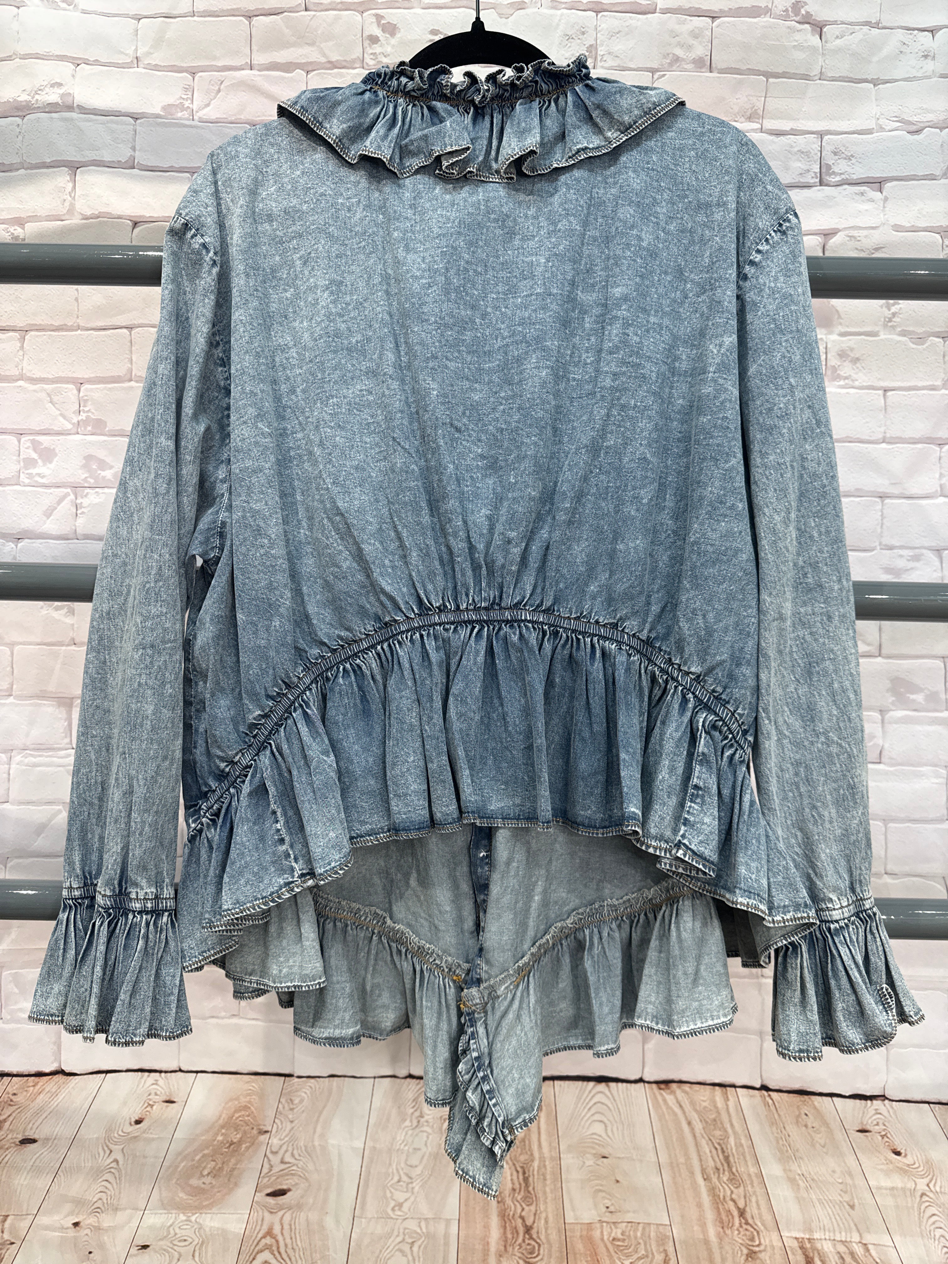 Denim Ruffle Shirt
