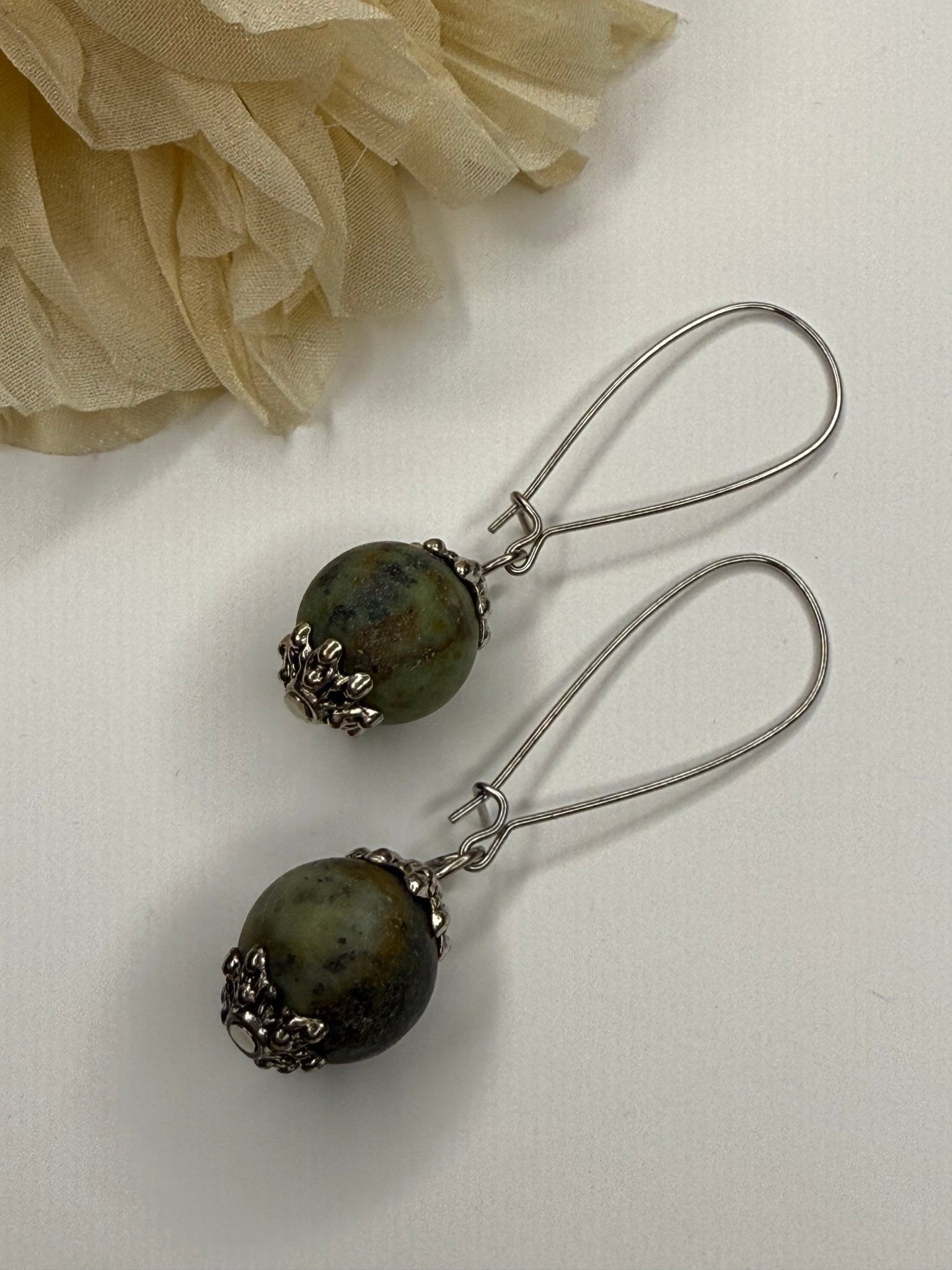 African Turquoise Drop Earring - Vintage Vault Boutique