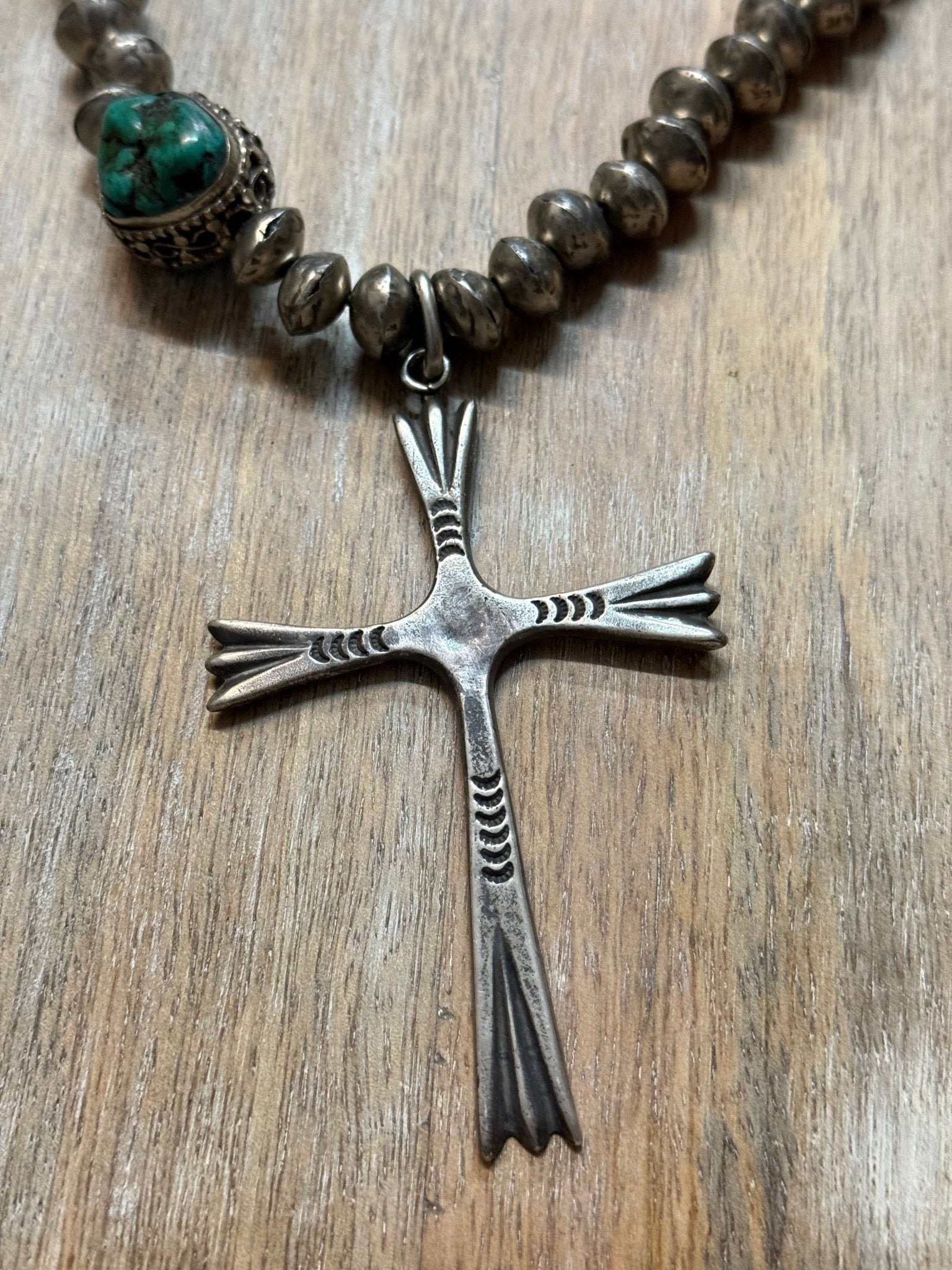 Cross with Mali Beads Necklace - Vintage Vault Boutique