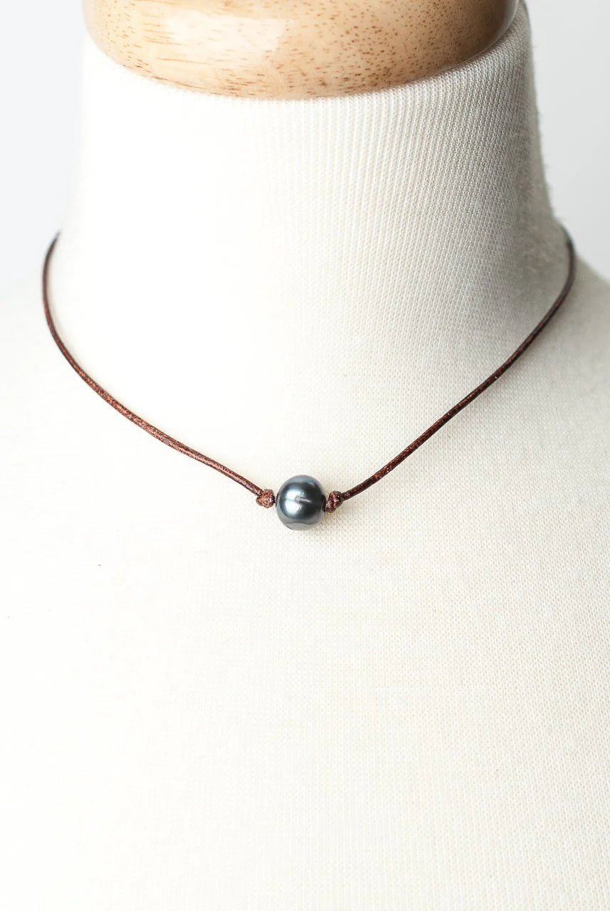 Claridad Leather Choker Necklace N40 - Vintage Vault Boutique