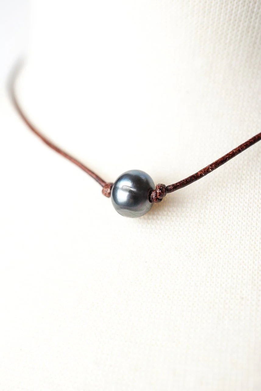 Claridad Leather Choker Necklace N40 - Vintage Vault Boutique