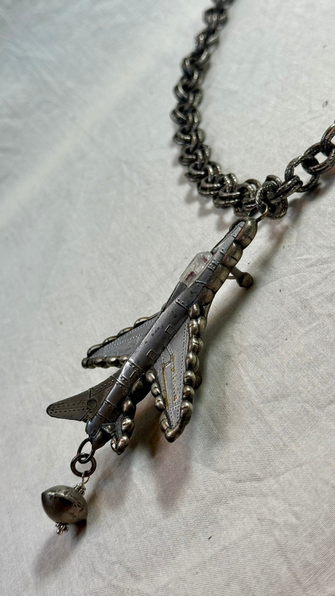 Silver Plane Necklace - Vintage Vault Boutique