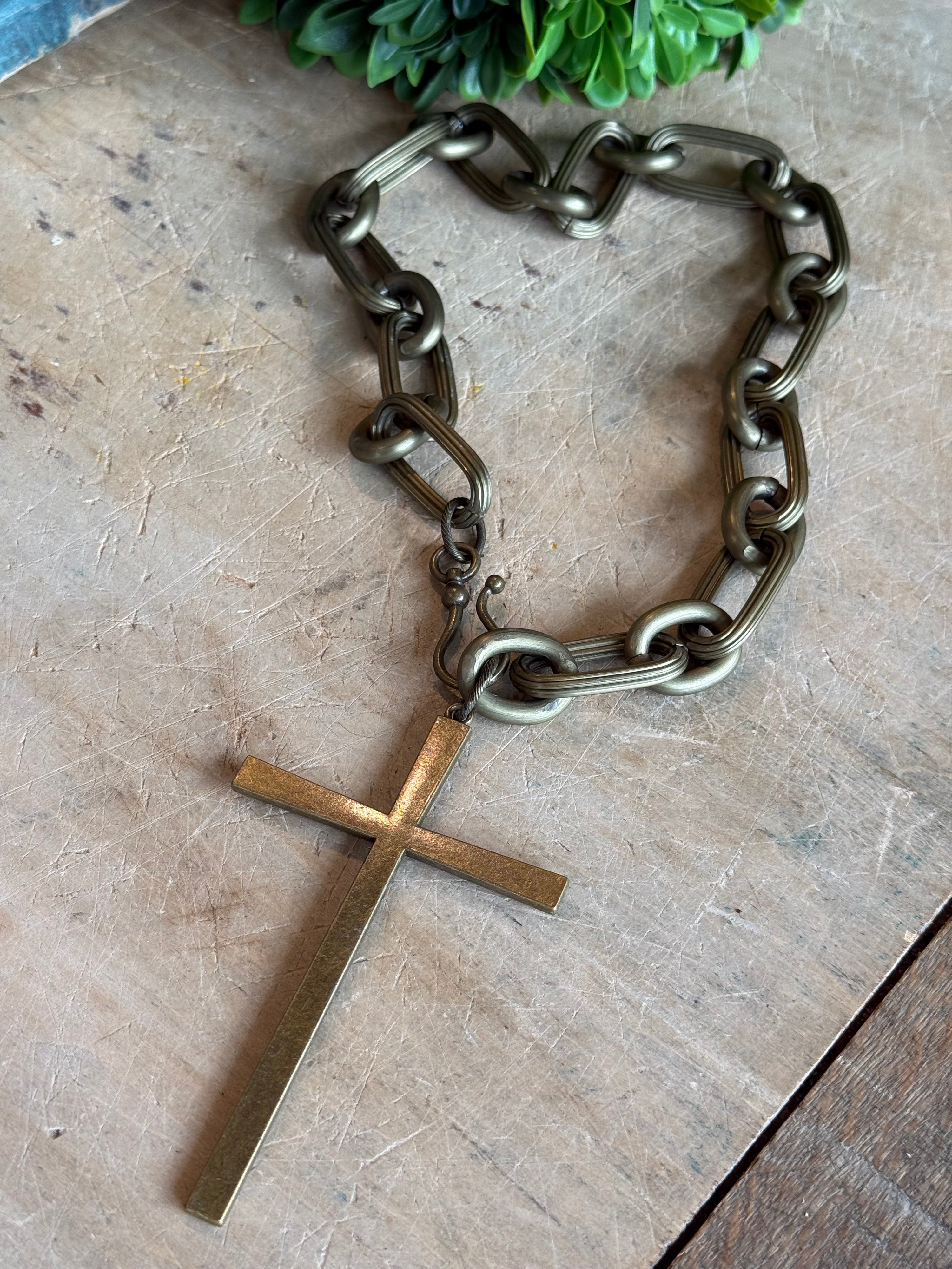 Large Cross on Large Chain Necklace