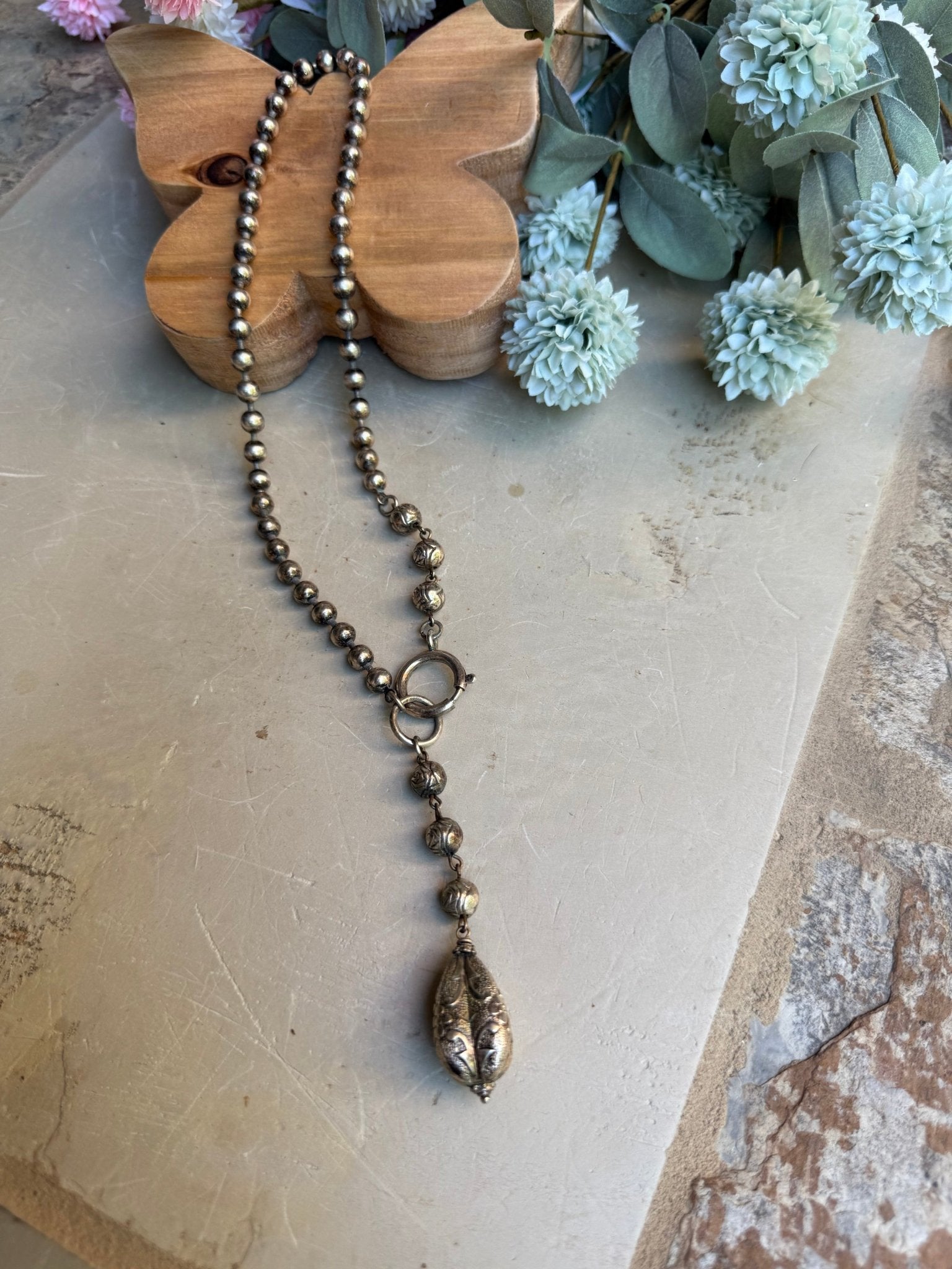 EKD Silver Drop Necklace - Vintage Vault Boutique