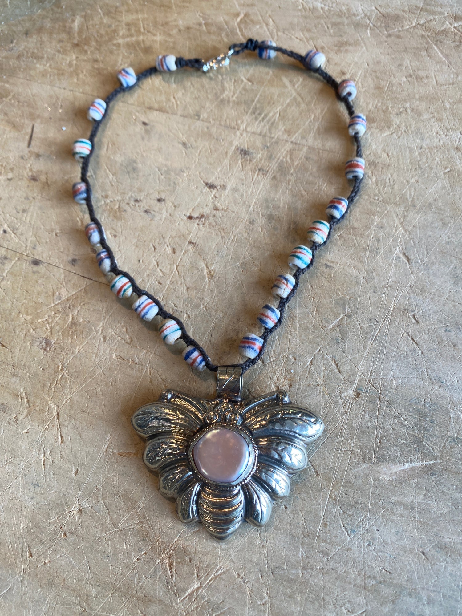 Mother of Pearl Moth Necklace