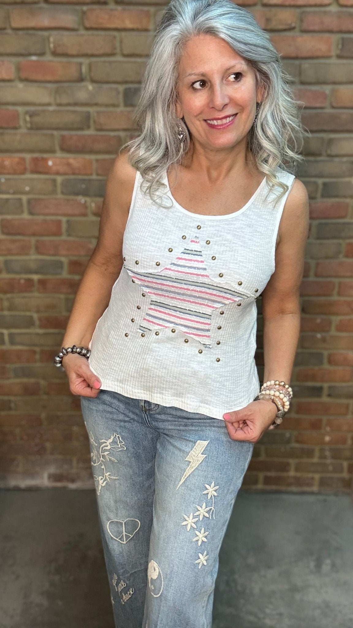 Star and Studded Tank Top - Vintage Vault Boutique