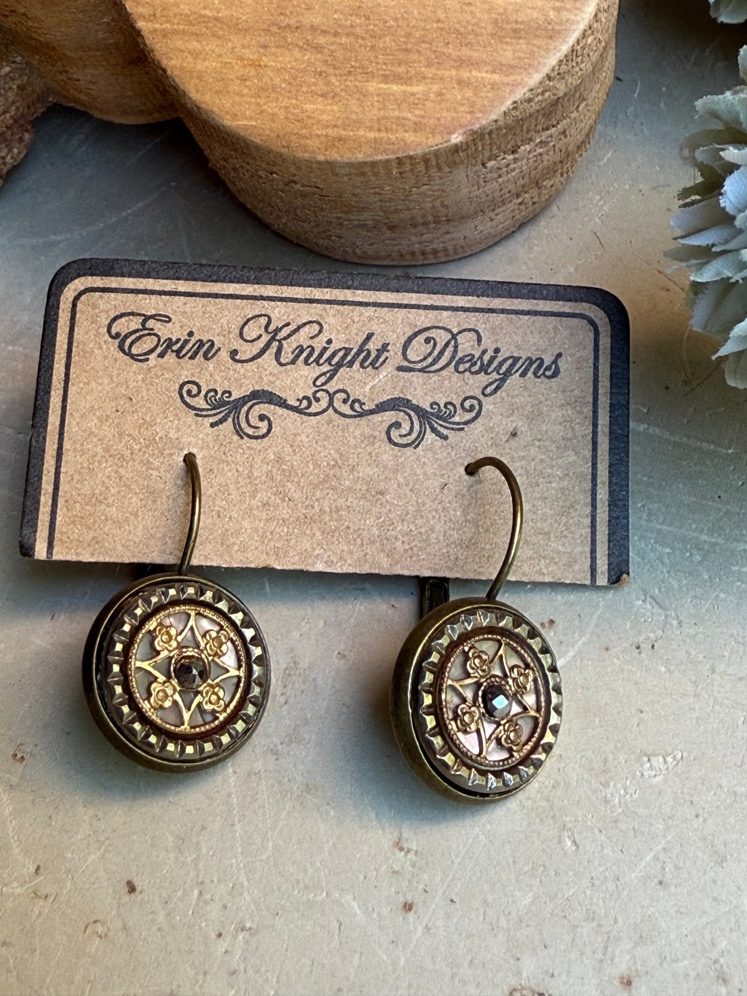 EKD Vintage Button Earrings - Vintage Vault Boutique