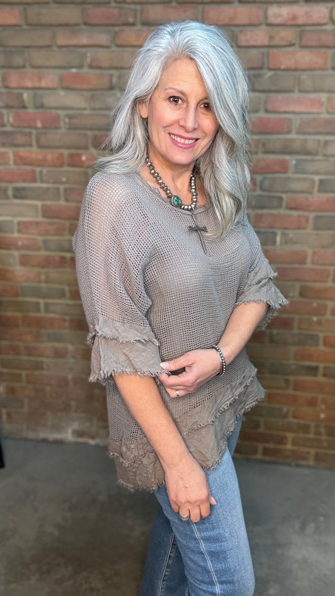 Cotton Mesh Knit Top - Vintage Vault Boutique