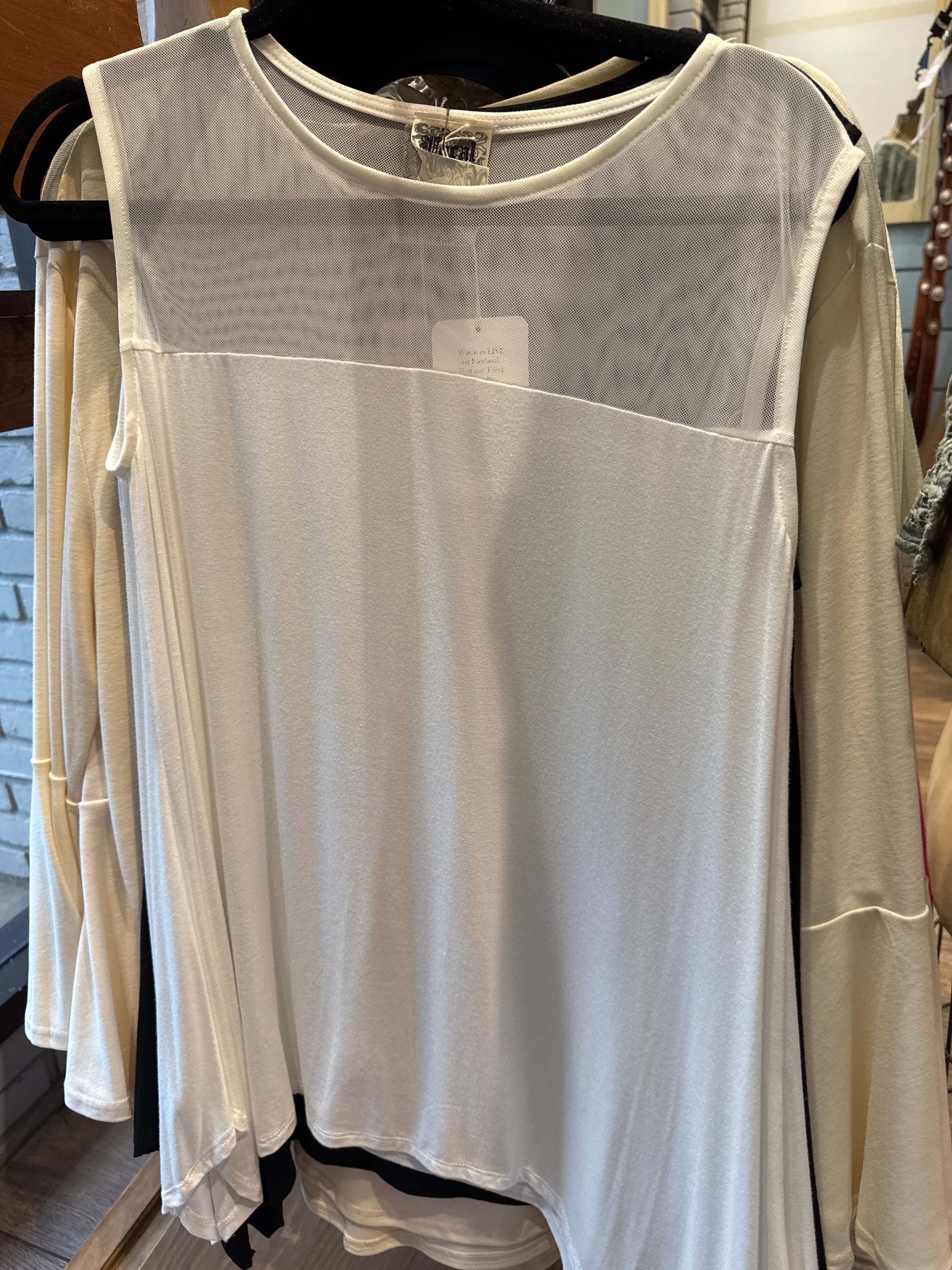 Mesh Yoke Tank Top White S