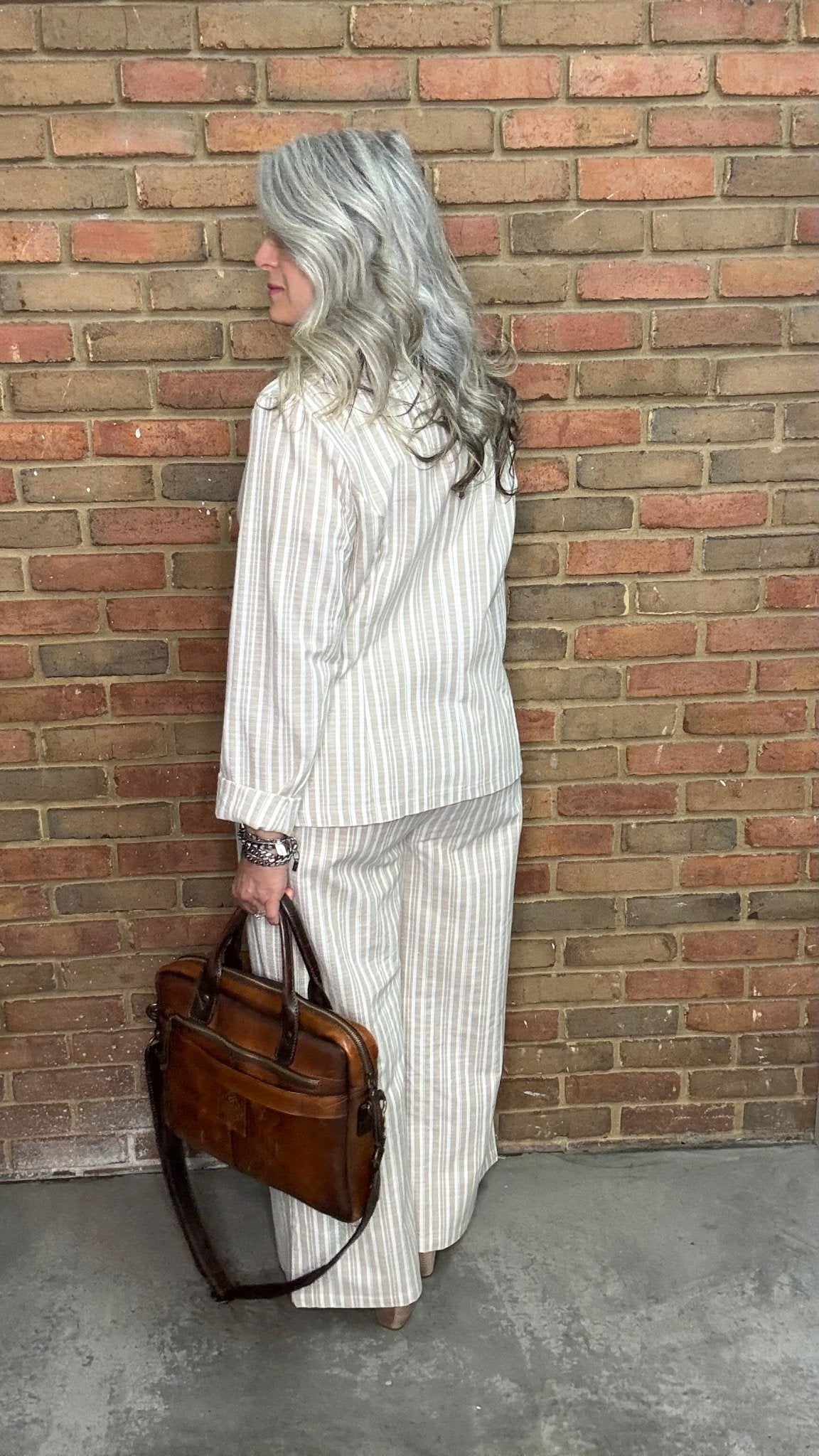 Linen Striped Blazer - Vintage Vault Boutique