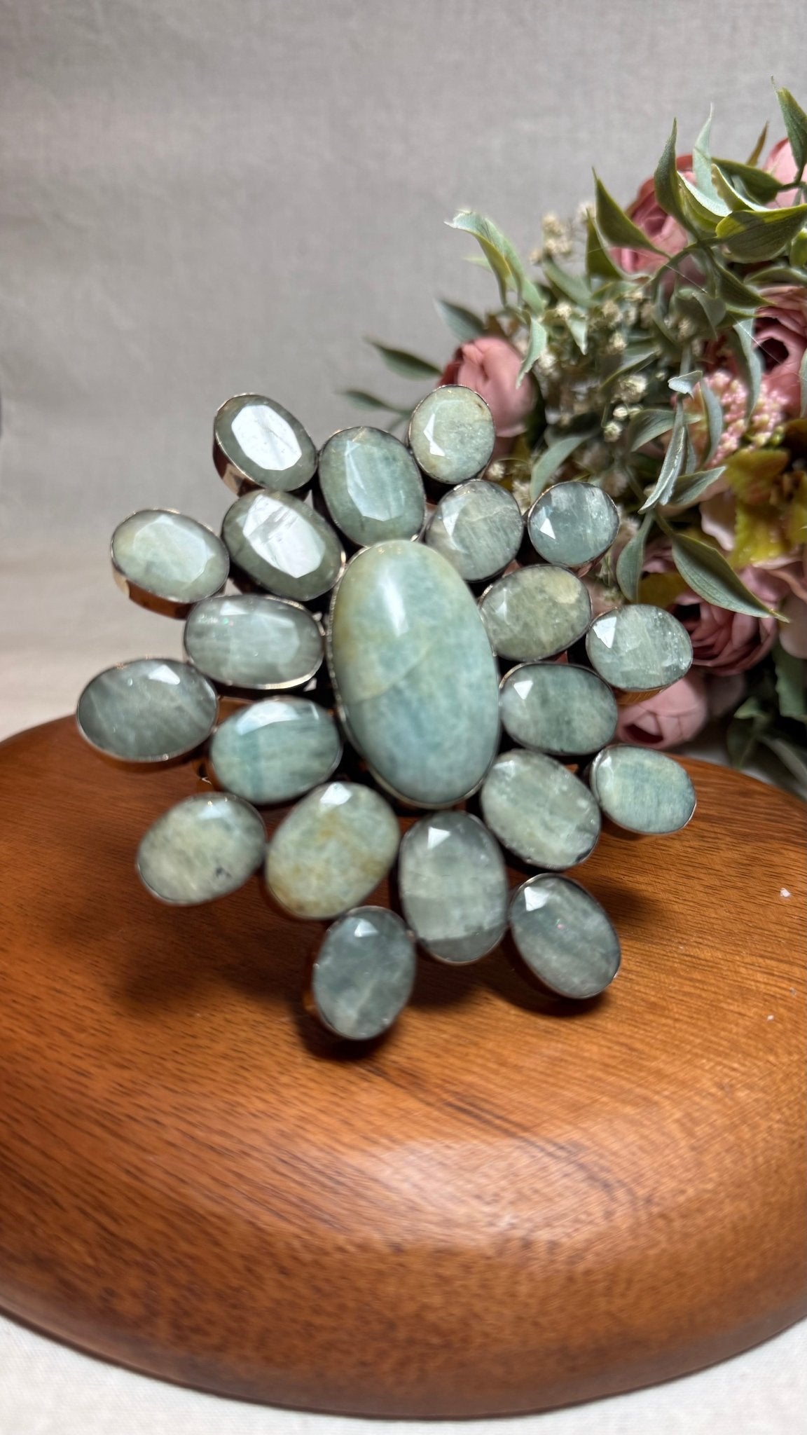 Large Aquamarine Cuff - Vintage Vault Boutique