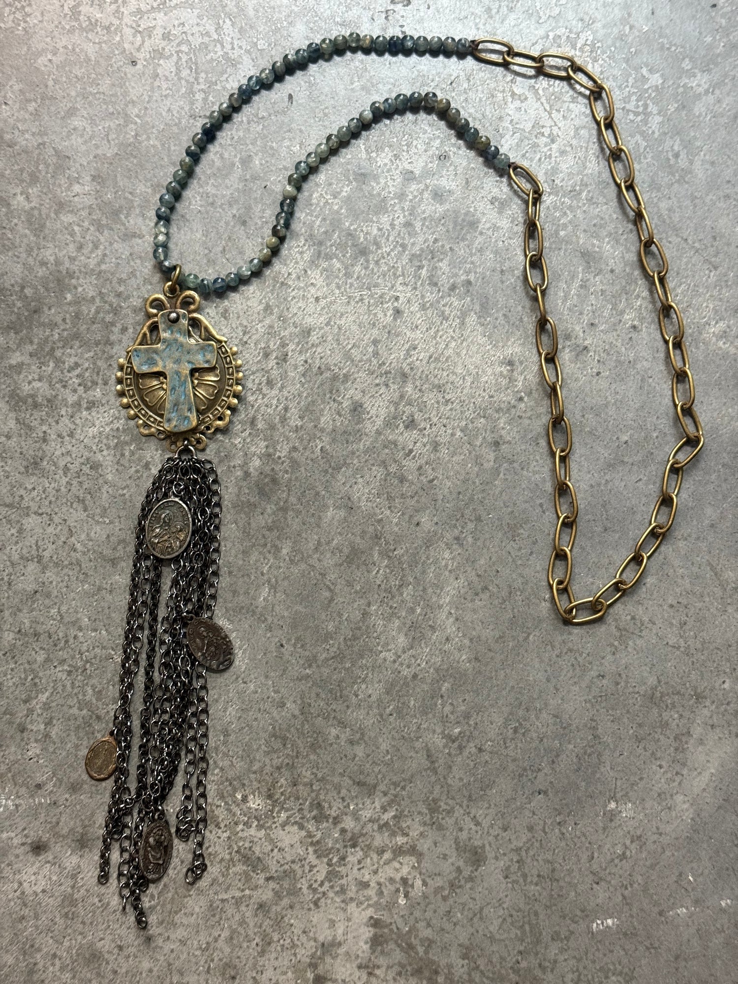 Cross Medallion with Tassel Necklace