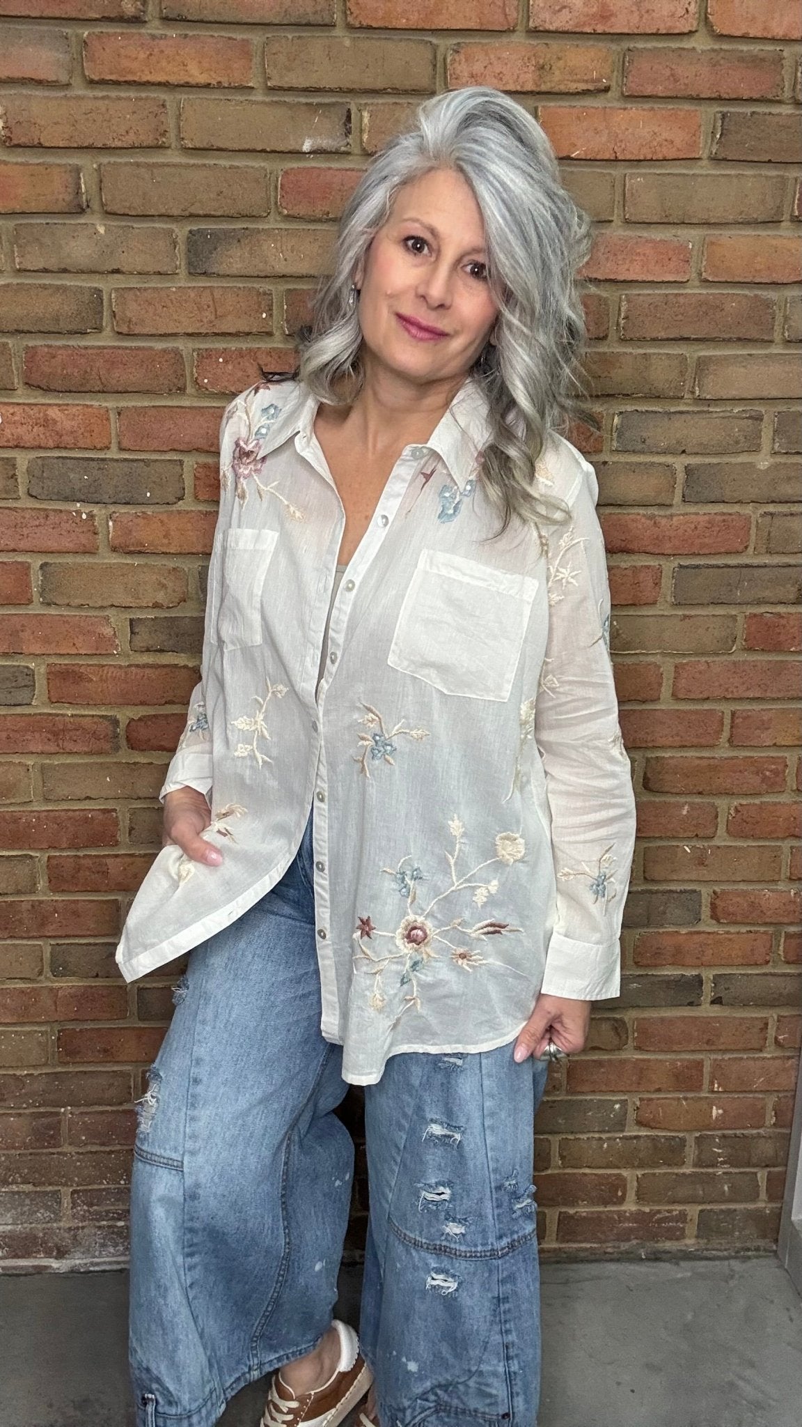 Joni Cotton Button Up Shirt - Vintage Vault Boutique