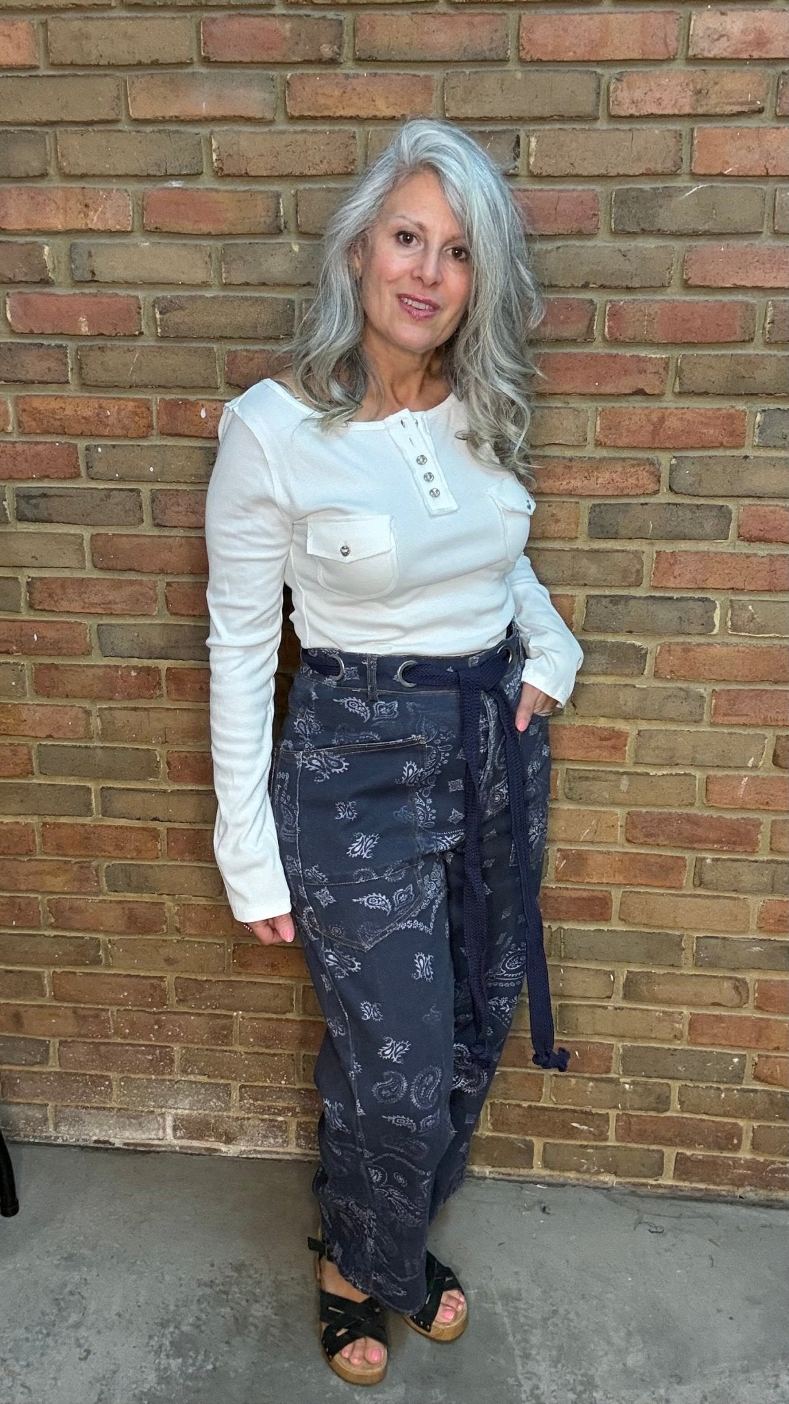 Bandana Barrel Pant With Tie Belt - Vintage Vault Boutique