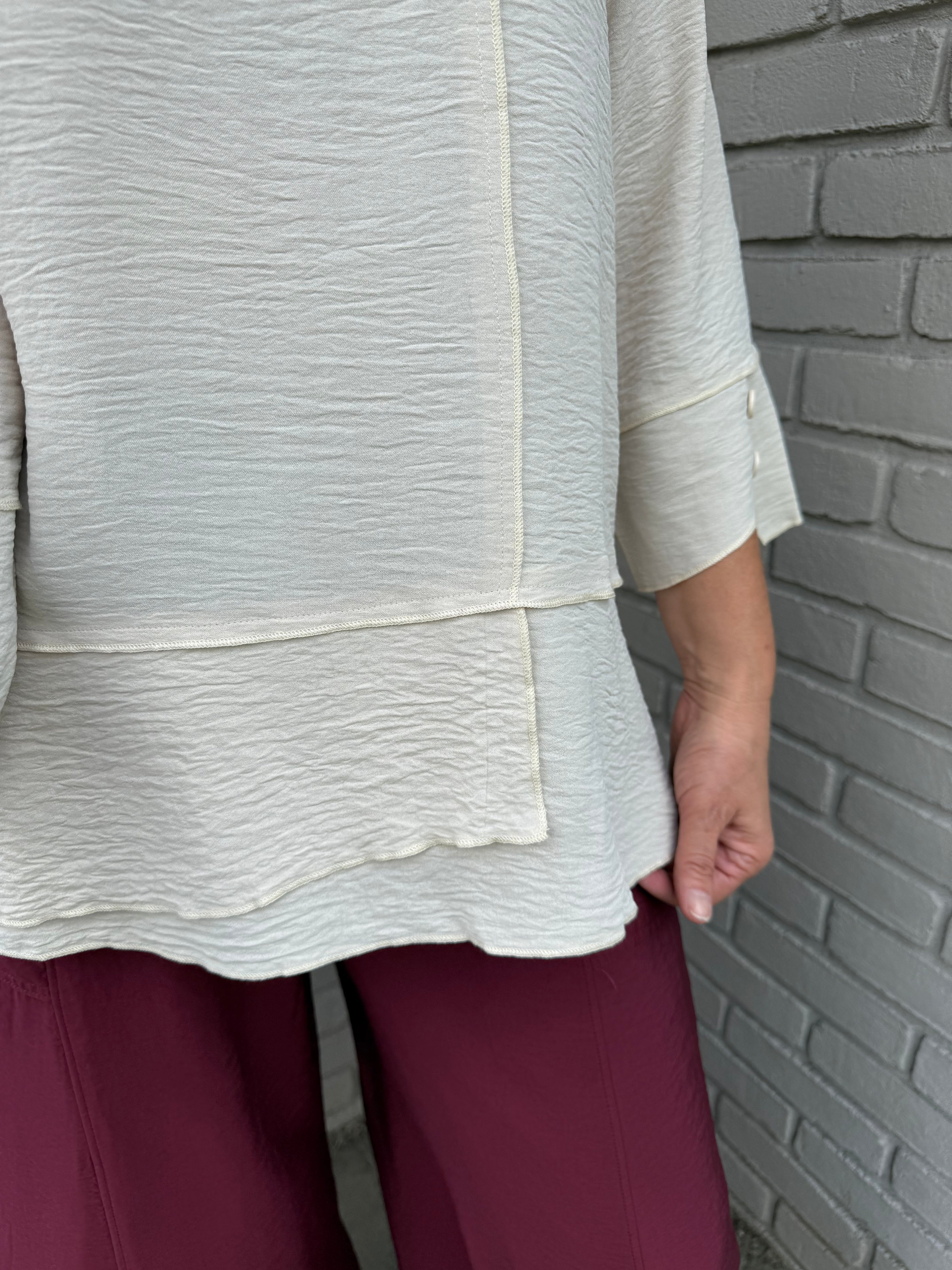 Cream Airflow Button Detail Tunic