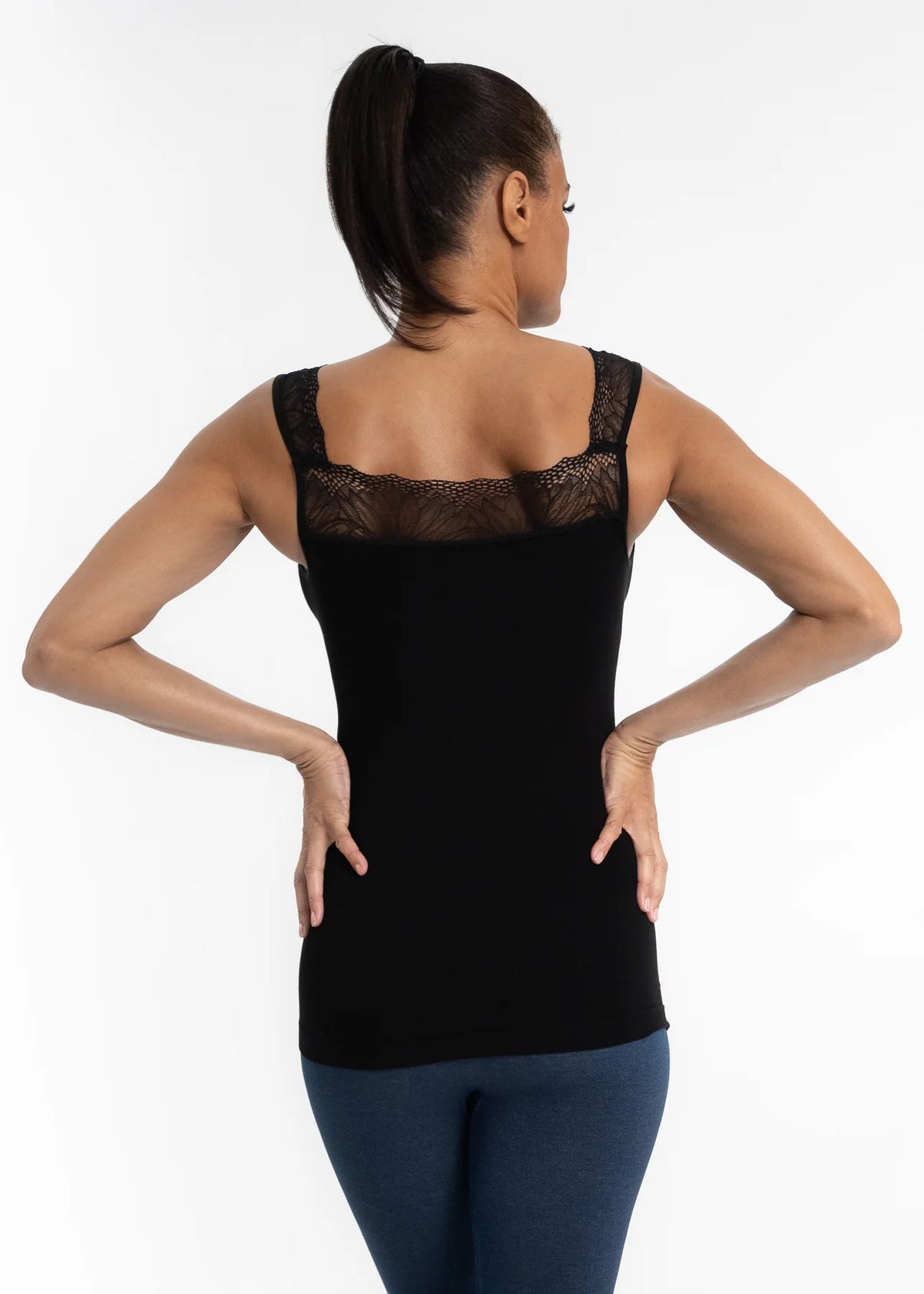 Lace Inset Top Multiple Colors - Vintage Vault Boutique