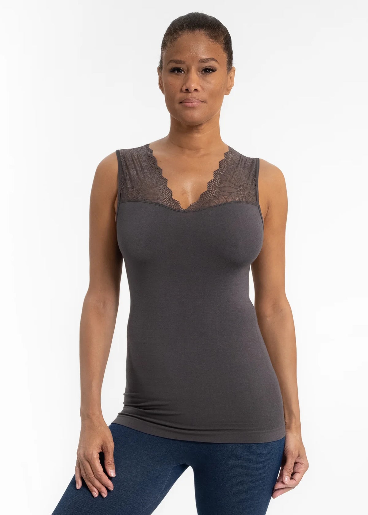 Lace Inset Top Multiple Colors - Vintage Vault Boutique