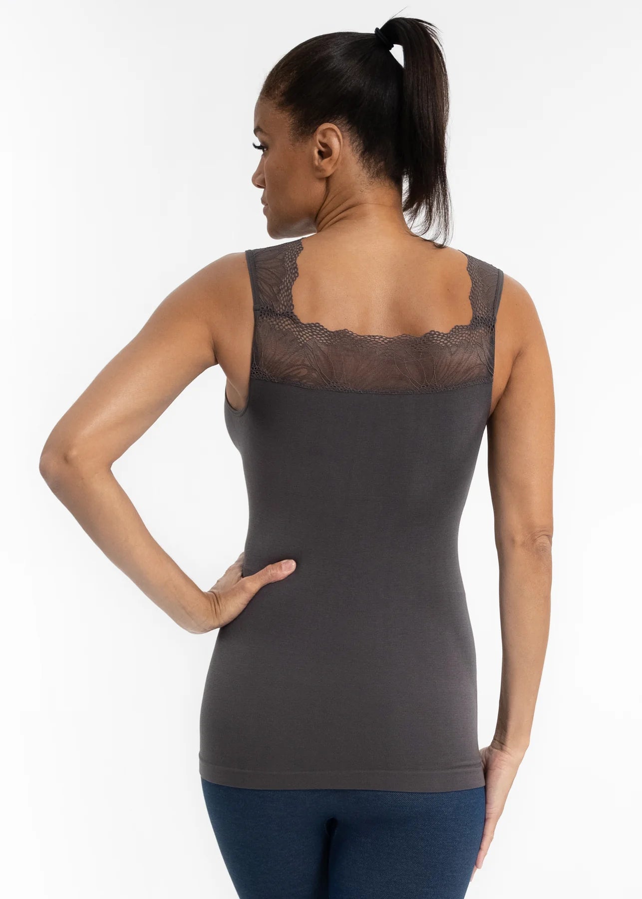 Lace Inset Top Multiple Colors - Vintage Vault Boutique