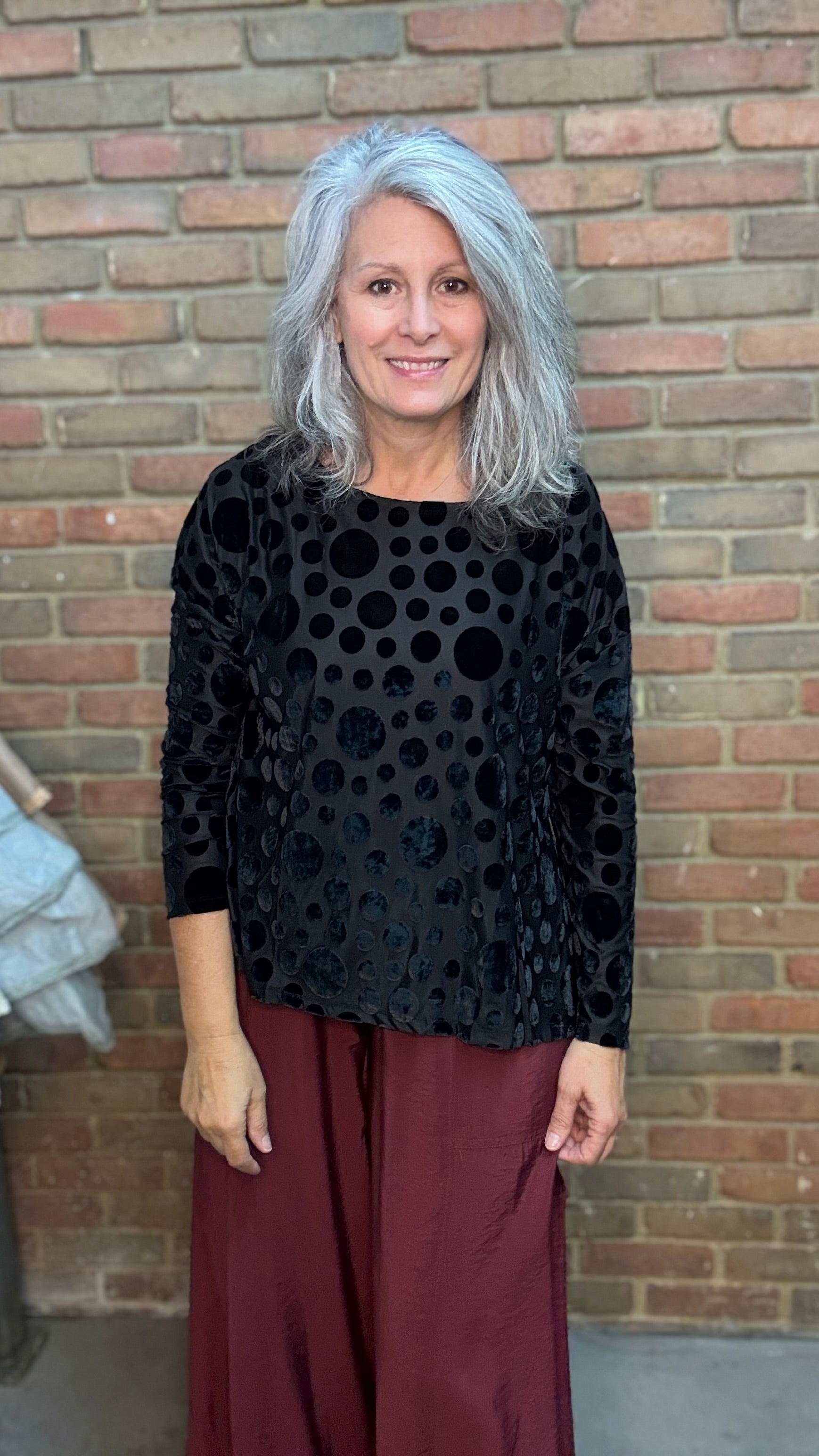 Black Velvet Burnout Top