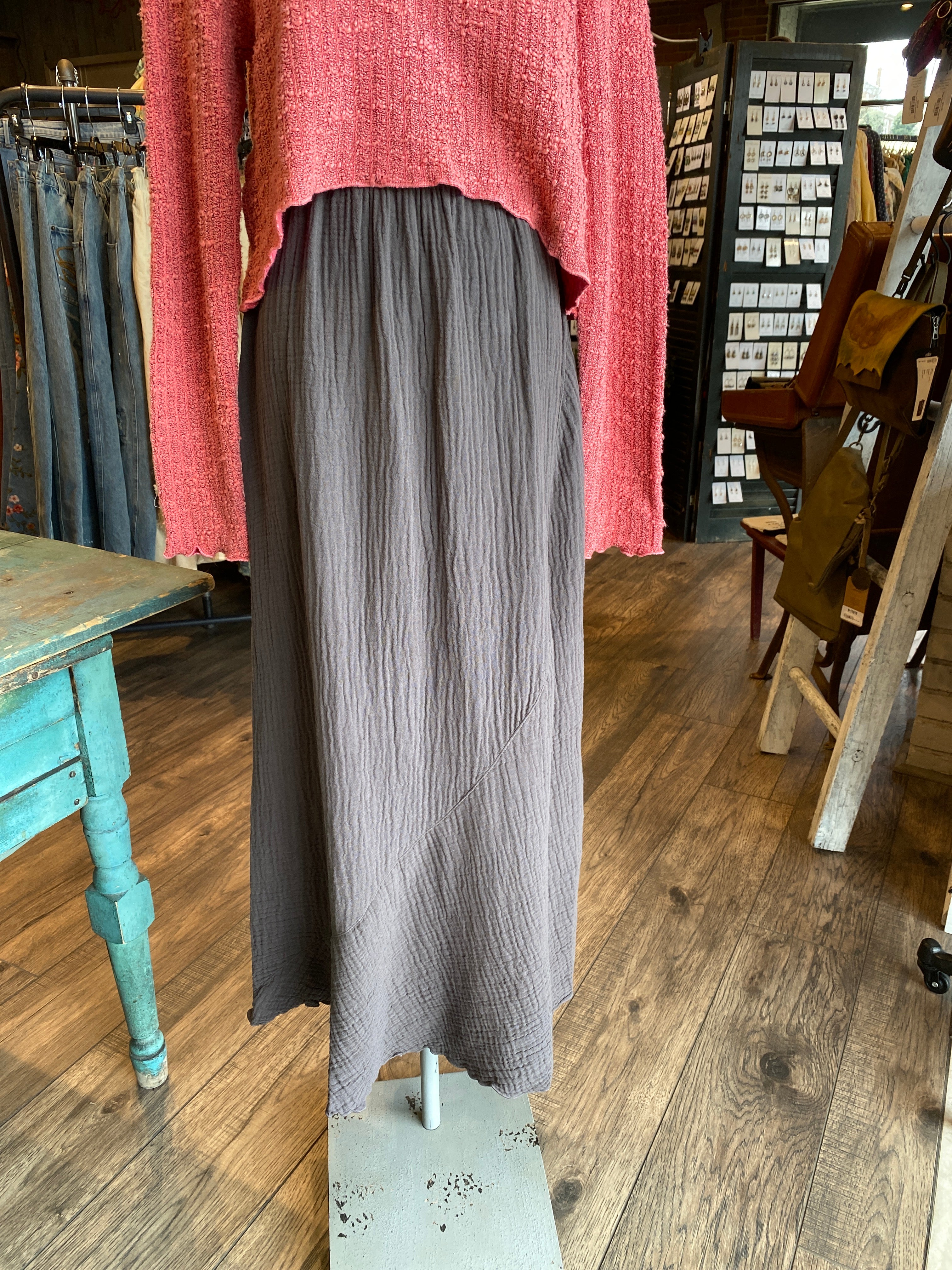 Cotton Gauze Straight Skirt