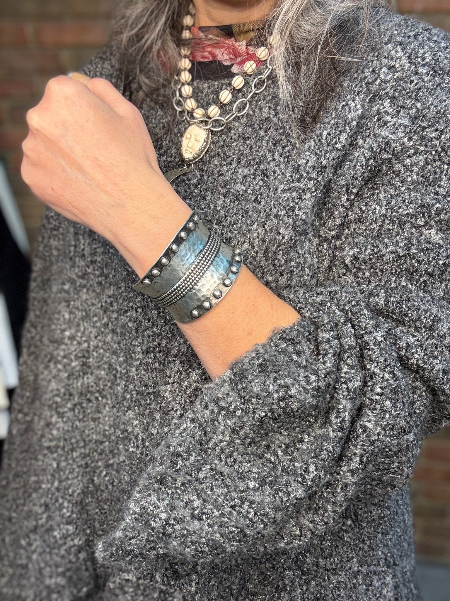 Distressed Embellished Cuff - Vintage Vault Boutique