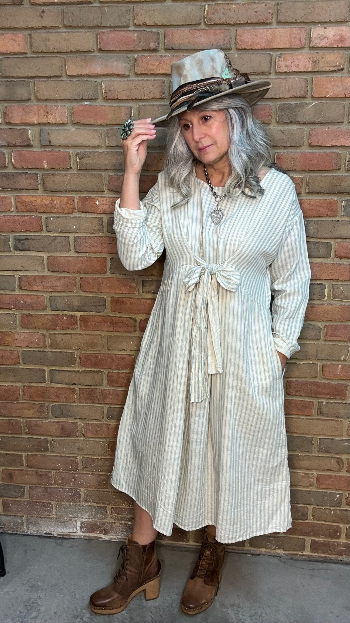 Walis Blue Stripe Dress - Vintage Vault Boutique