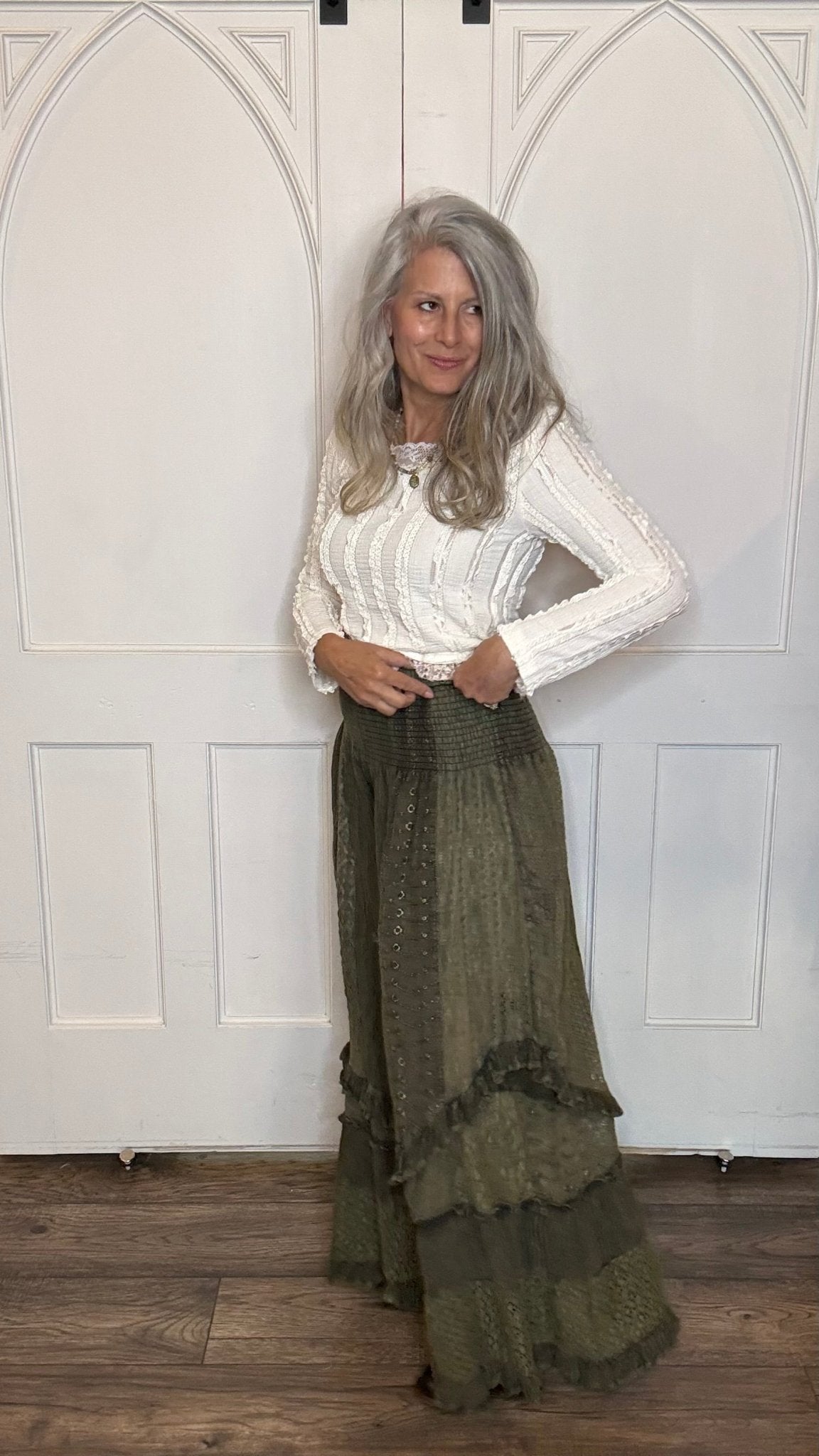 Boho Smocked Lace Tier Pant - Vintage Vault Boutique