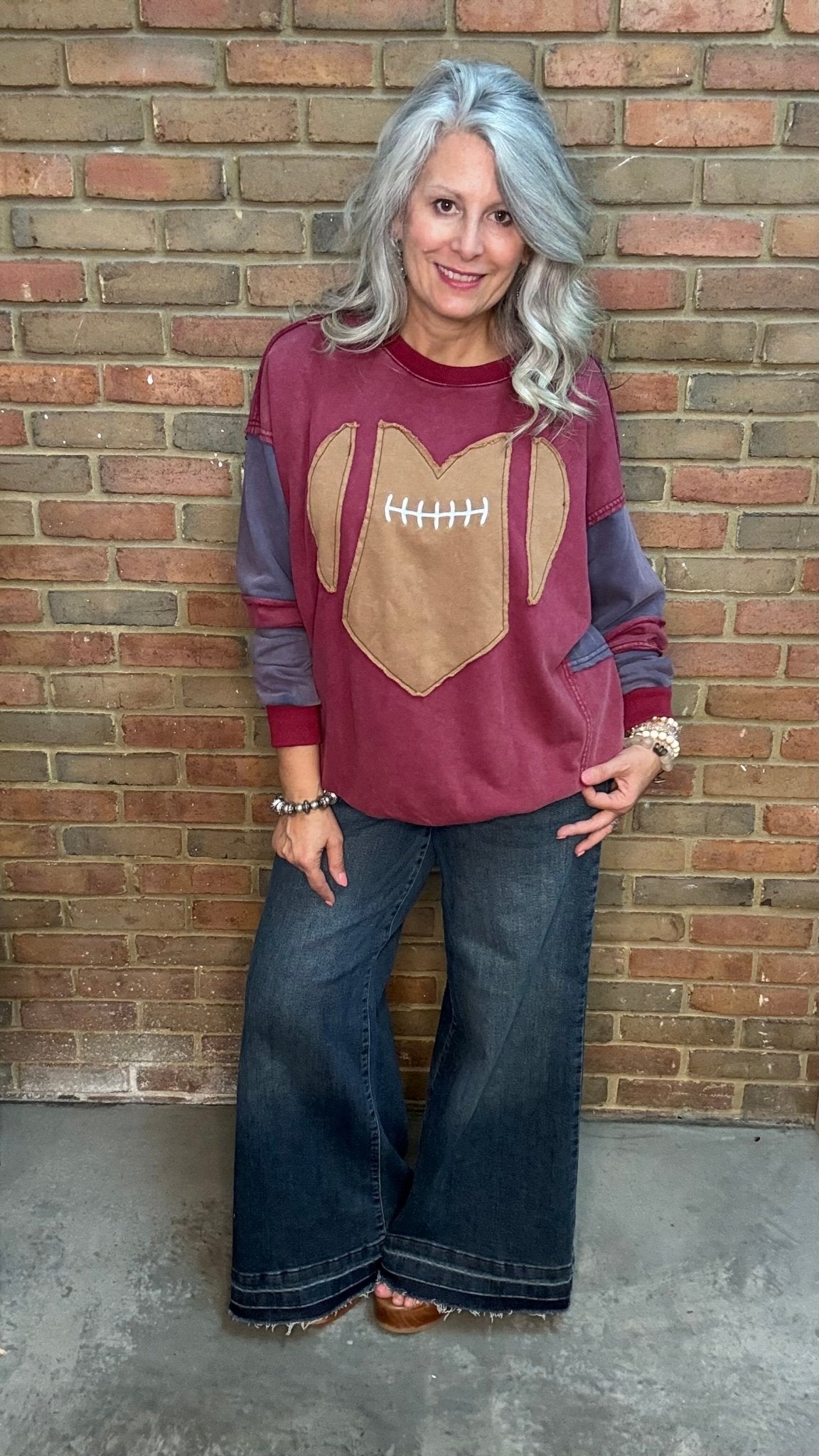 Game Day Football Patch Sweatshirt - Vintage Vault Boutique