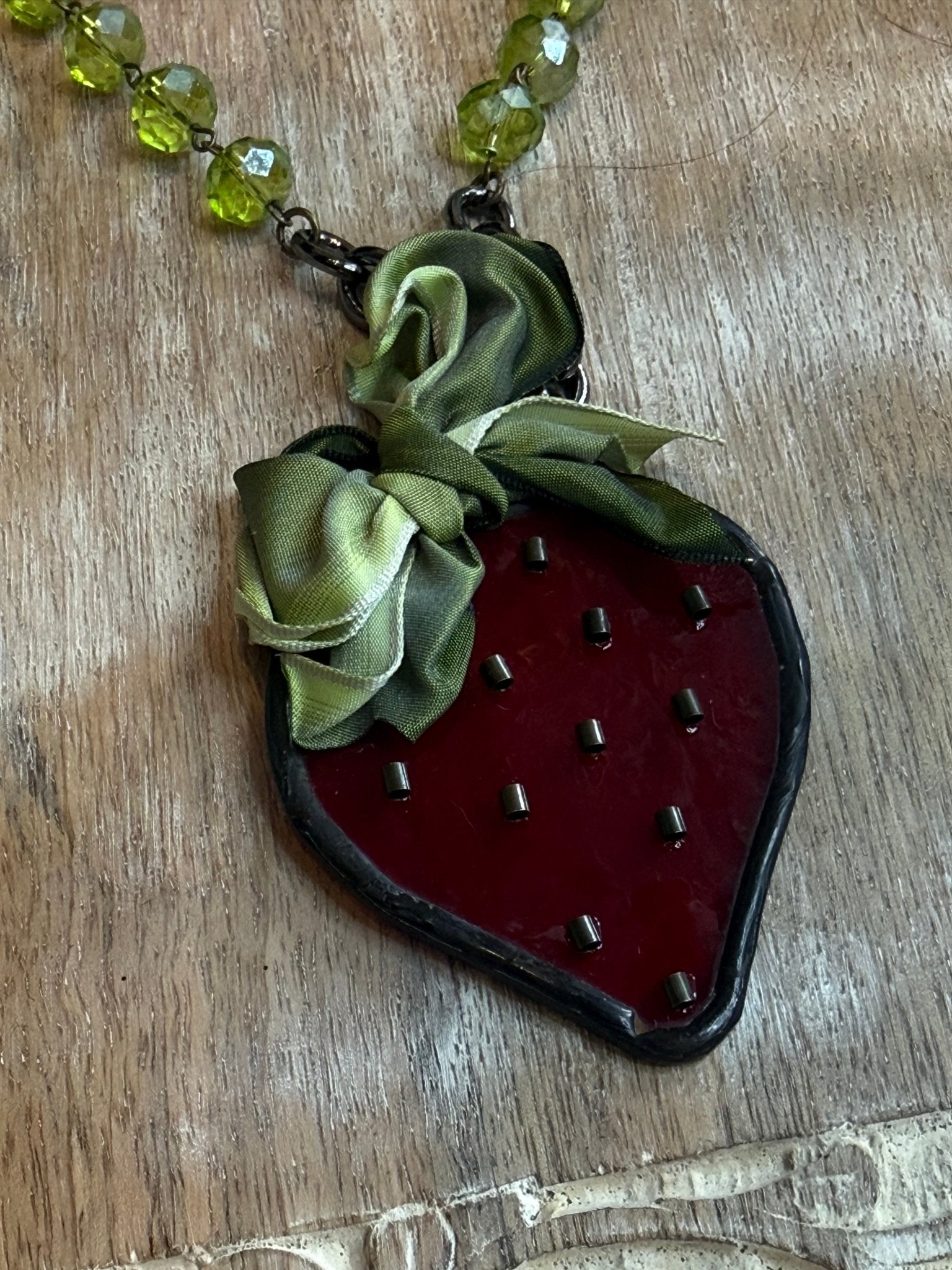 Stained Glass Strawberry Necklace - Vintage Vault Boutique