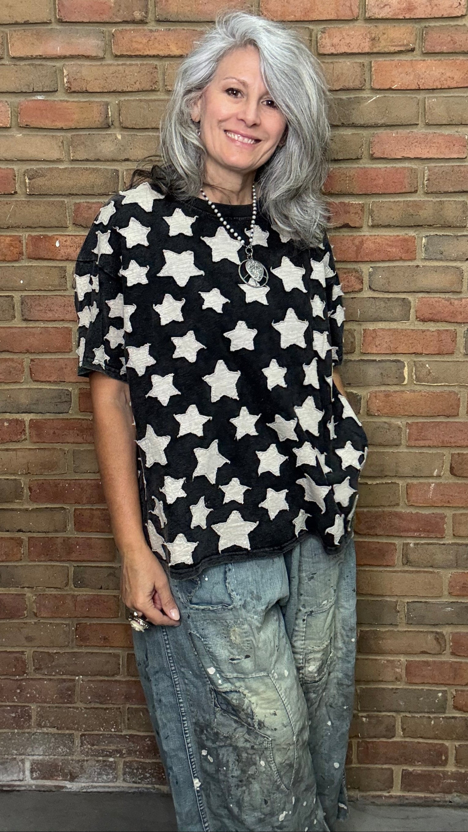 Star Patch Round Neck T-Shirt