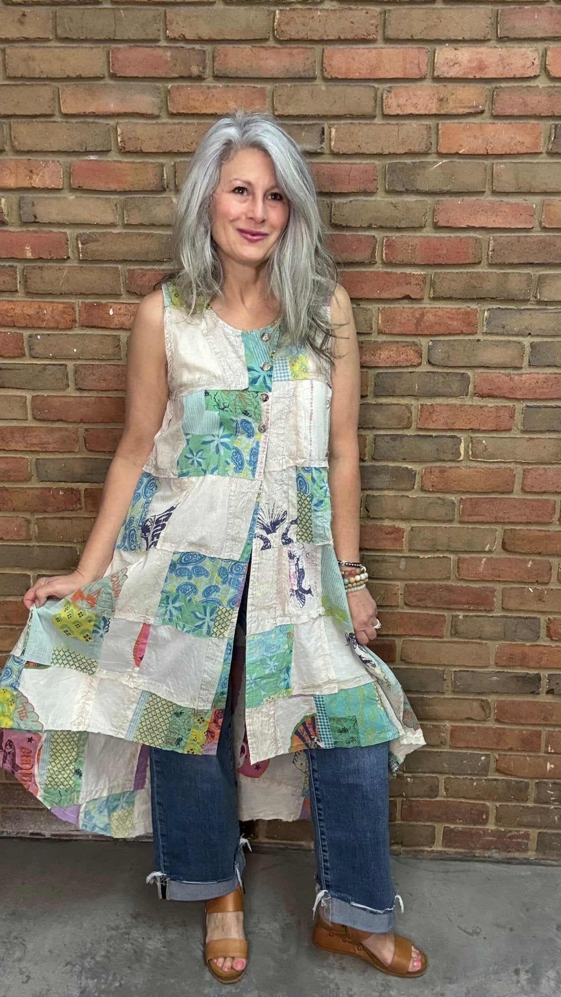 Patchwork Button Up Vest - Vintage Vault Boutique